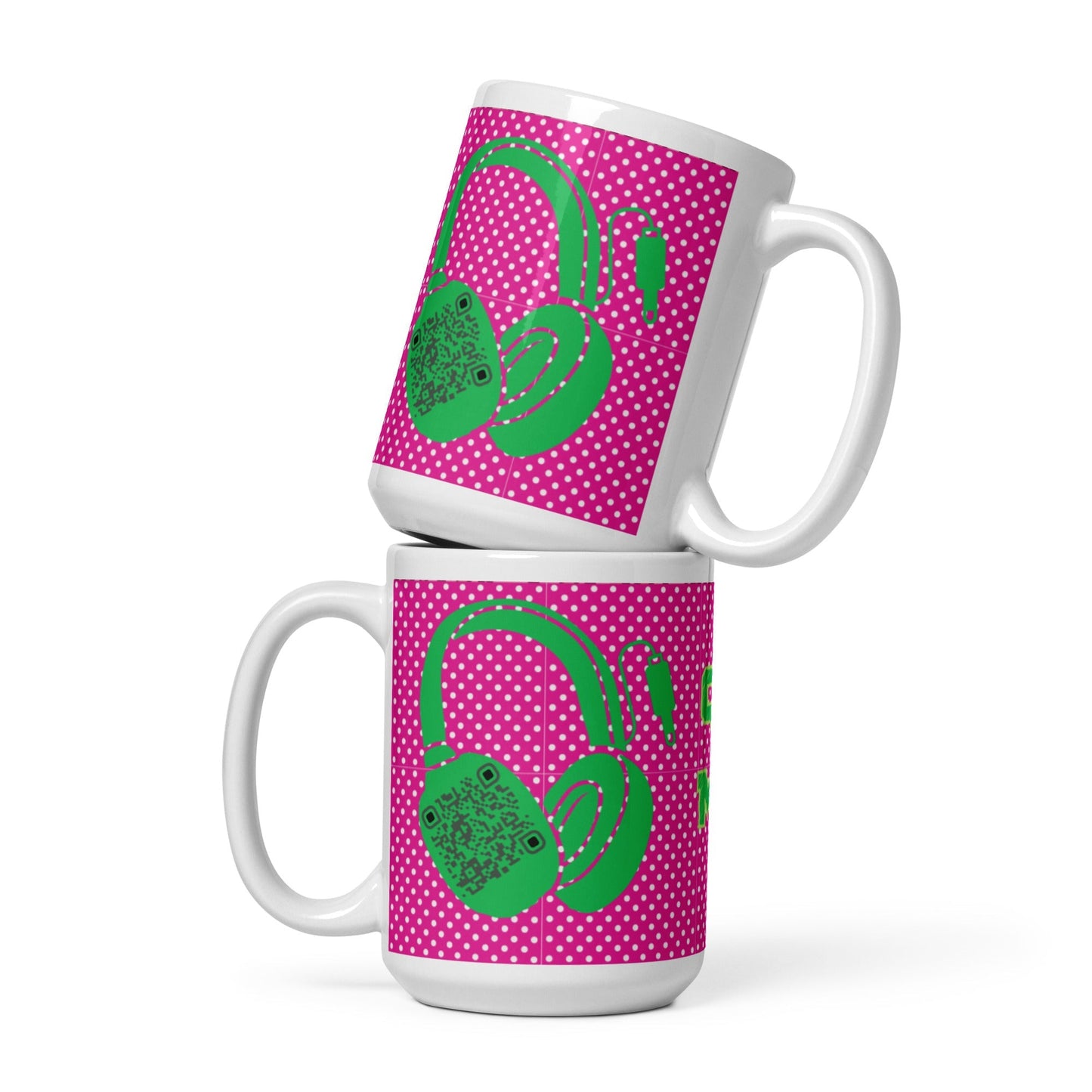 Custom QR Code Mug Polka Dot Design β Share Your Music