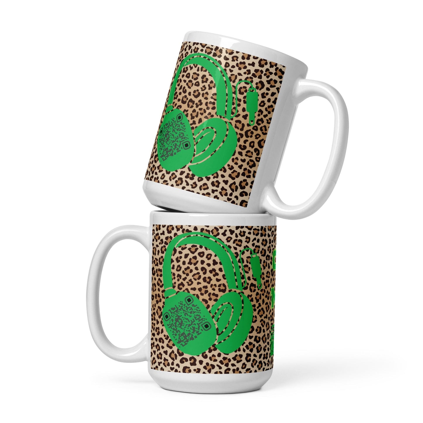 Custom QR Code Mug with Quirky Leopard Print β Share Your Playlist