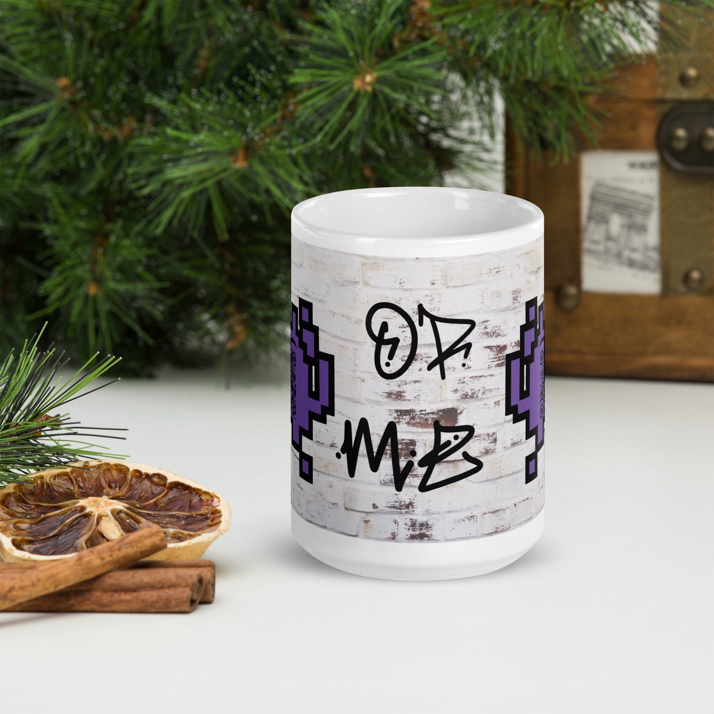 Graffiti Wall Alien Emoji QR Code Mug - For The Gamers