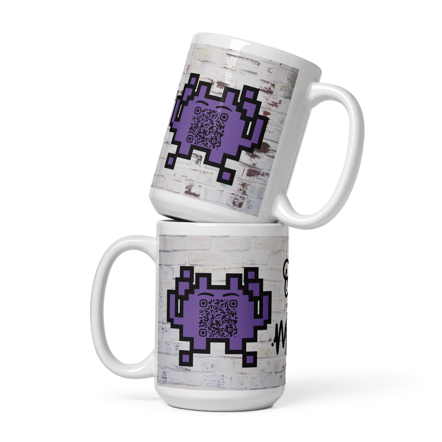 Graffiti Wall Alien Emoji QR Code Mug - For The Gamers