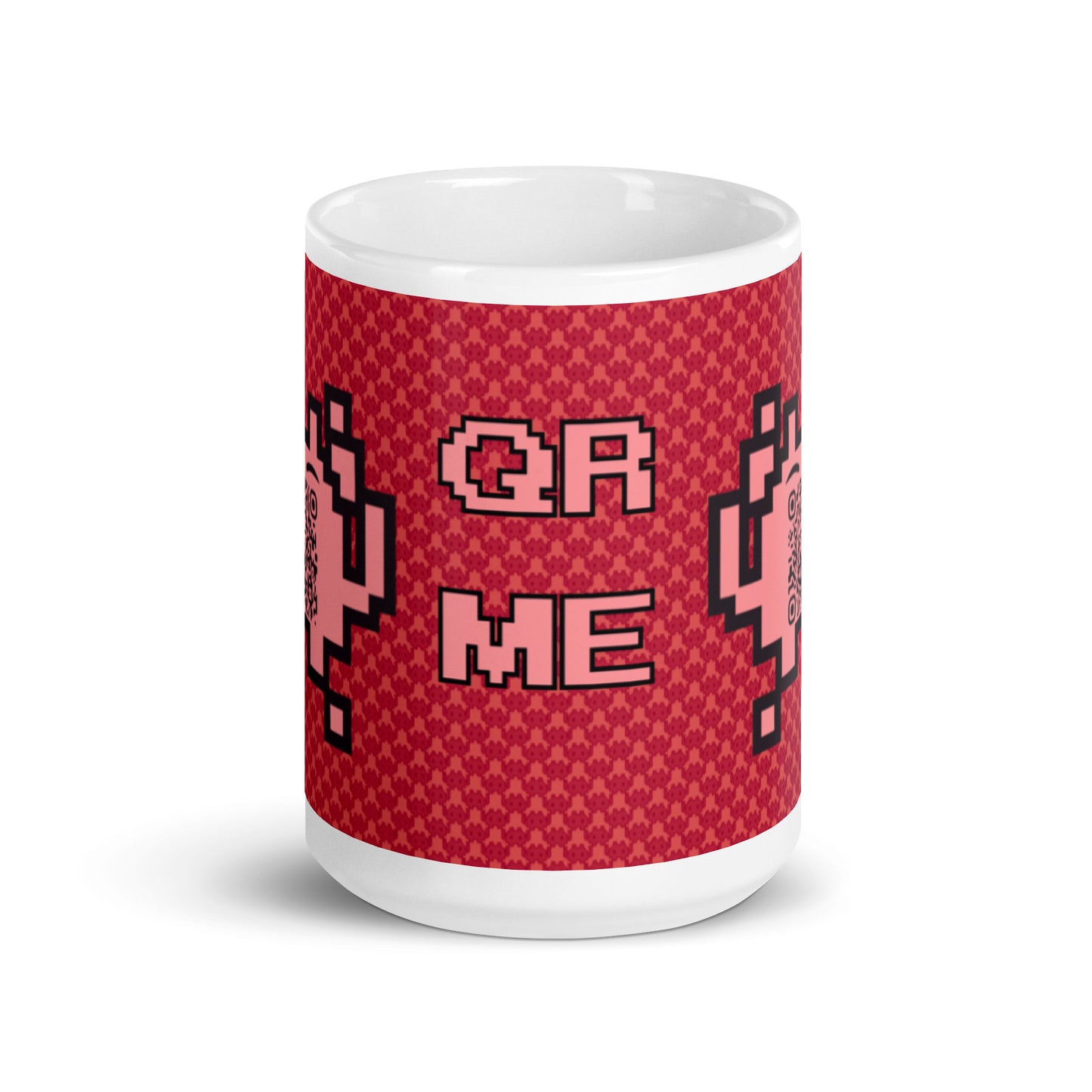 Red Alien Emoji QR Code Mug โ Share Your Gaming World