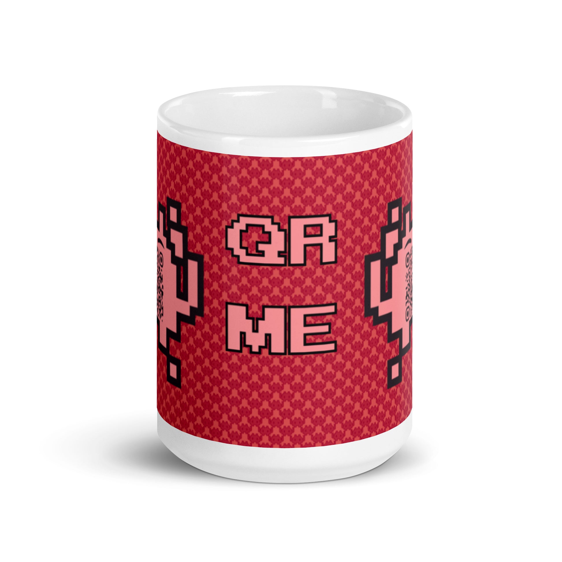 Red Alien Emoji QR Code Mug โ Share Your Gaming World