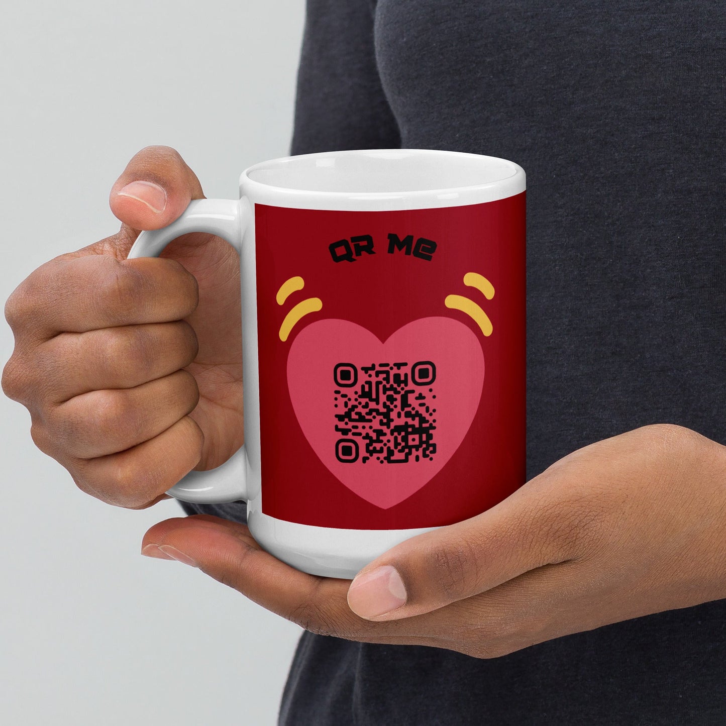 Pink Heart Emoji Personalized QR Code mug