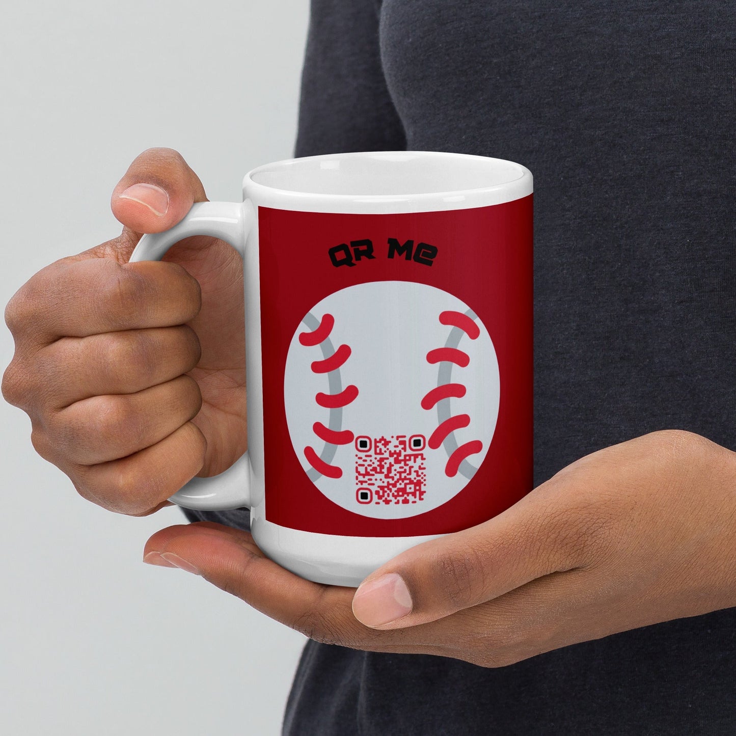 Baseball Emoji Personalized QR Code mug