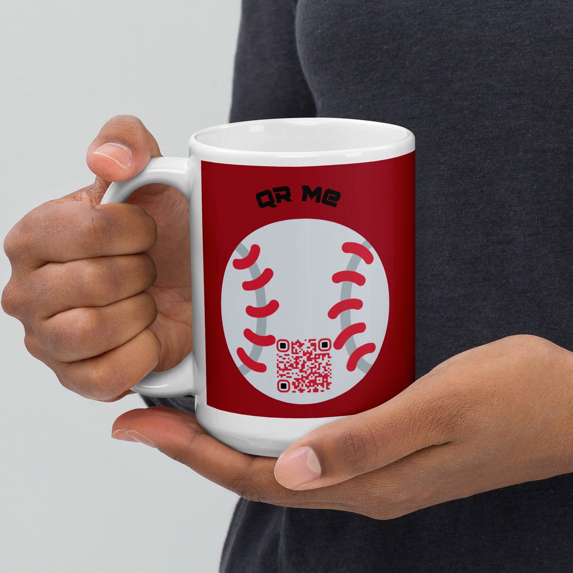 Baseball Emoji Personalized QR Code mug