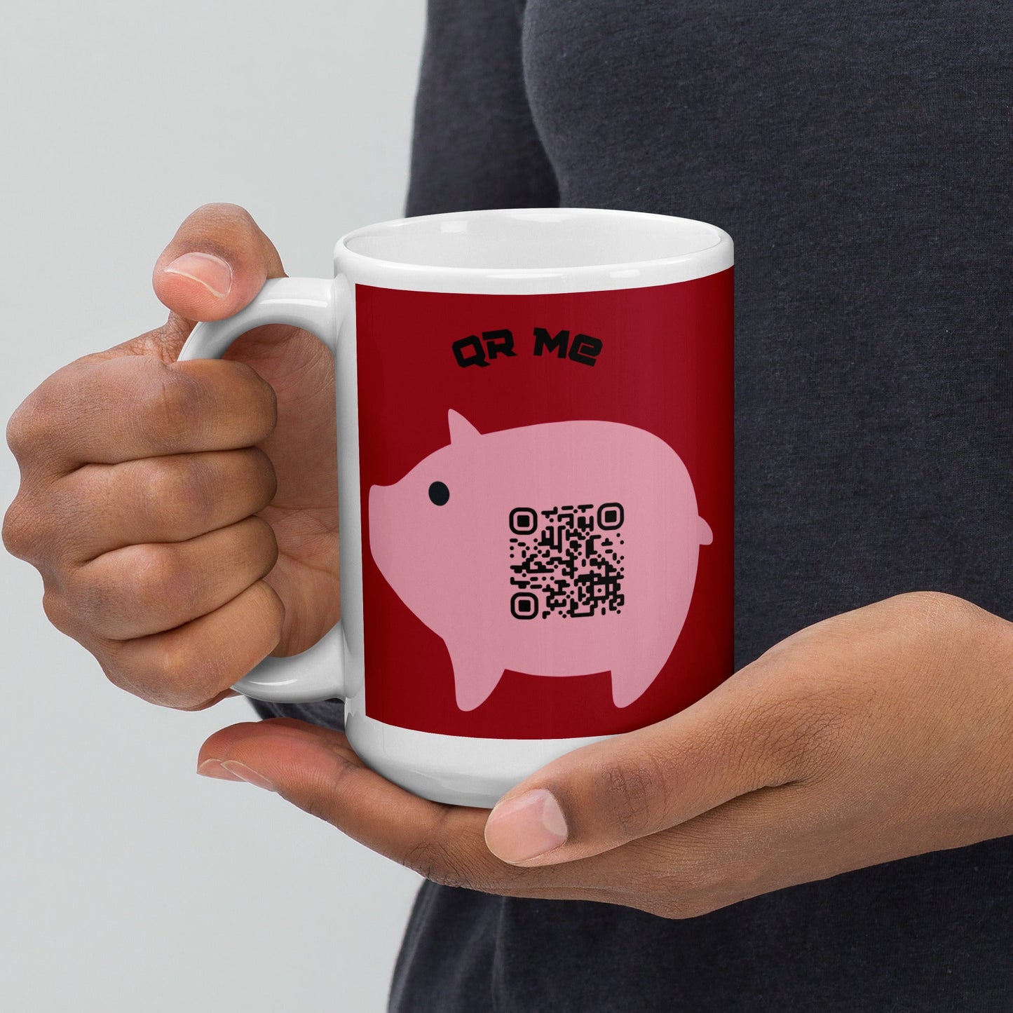 Cute Pig Emoji Personalized QR Code mug