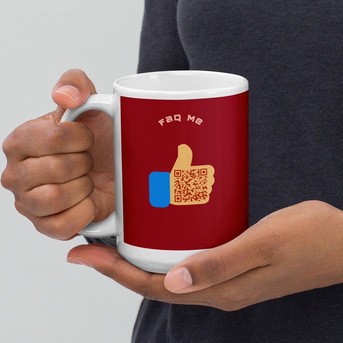 FAQ Me© Personalized QR Code Dark Red mug