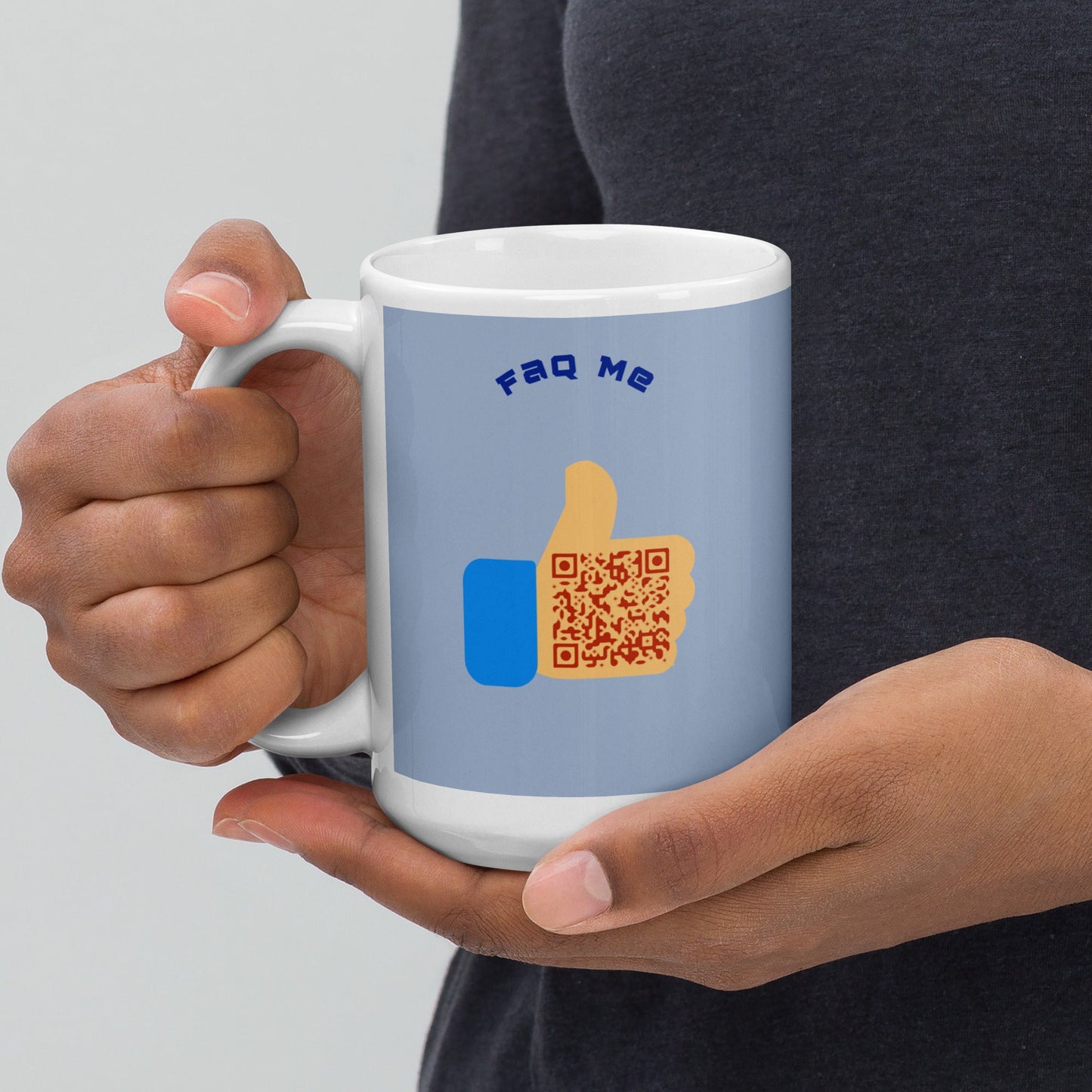 FAQ Me Personalized QR Code Powder Blue Mug
