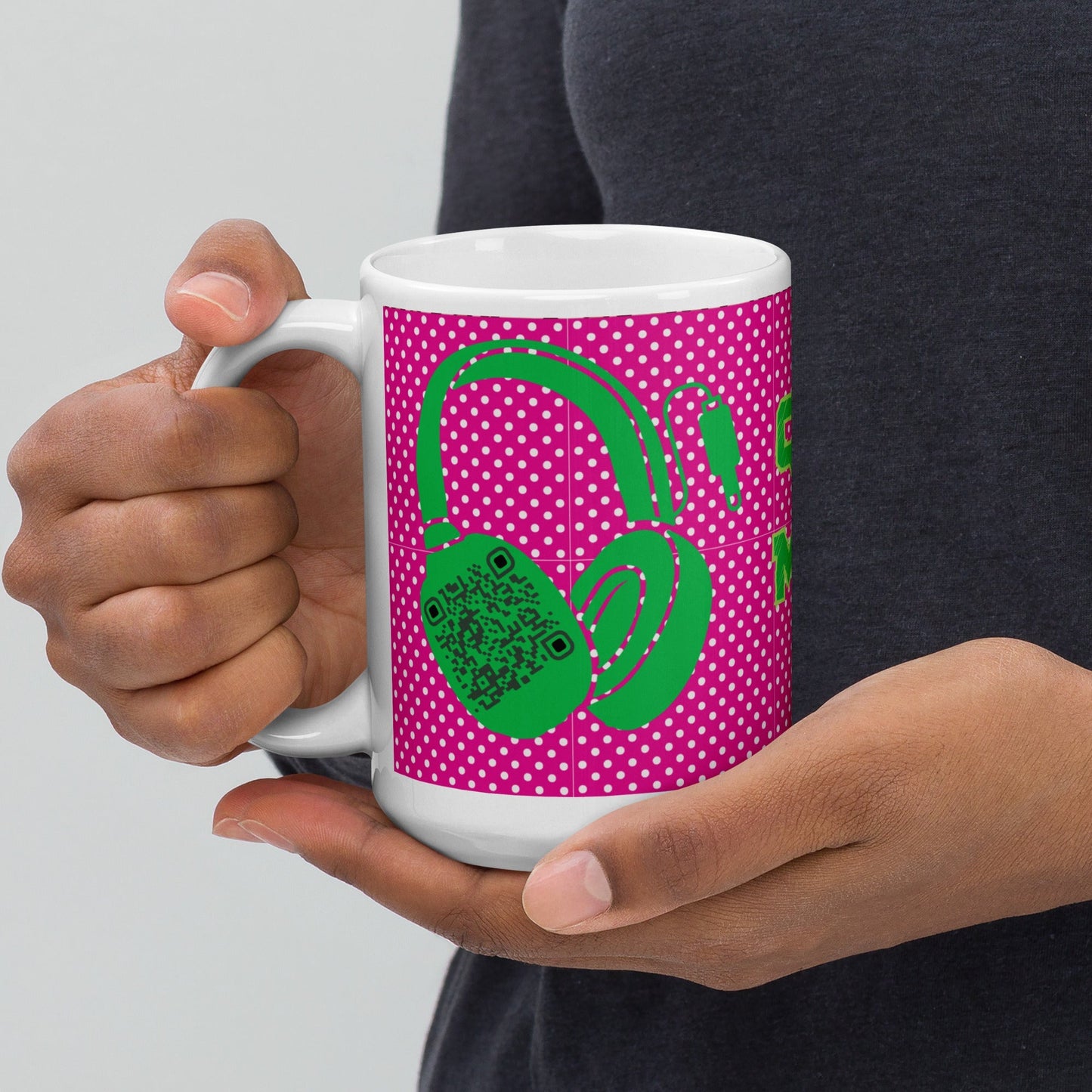 Custom QR Code Mug Polka Dot Design β Share Your Music