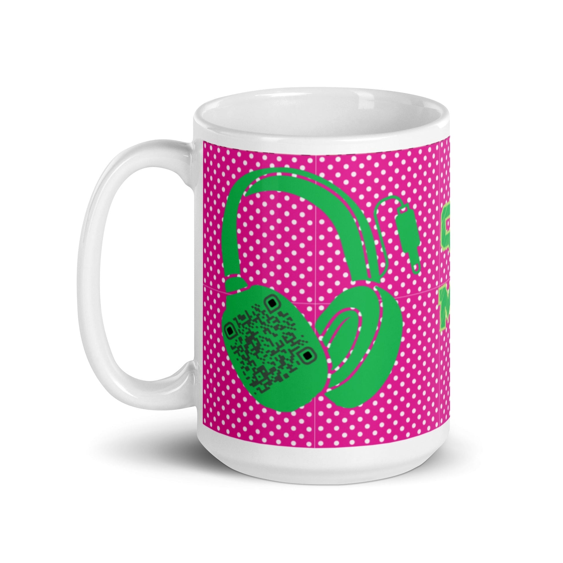 Custom QR Code Mug Polka Dot Design β Share Your Music