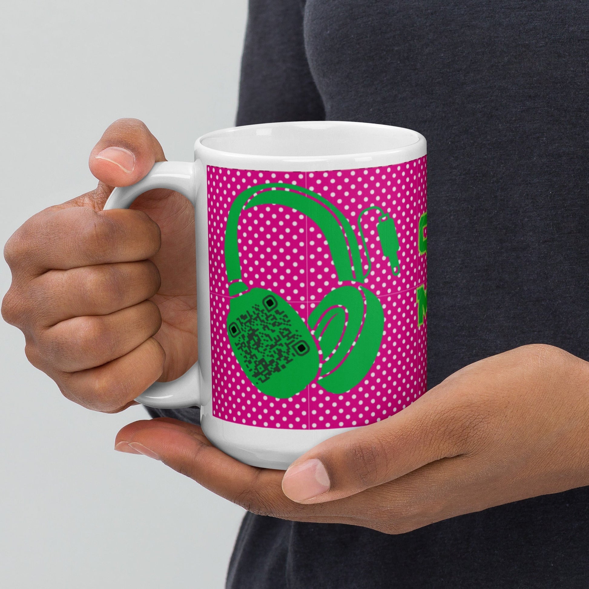 Custom QR Code Mug Polka Dot Design β Share Your Music