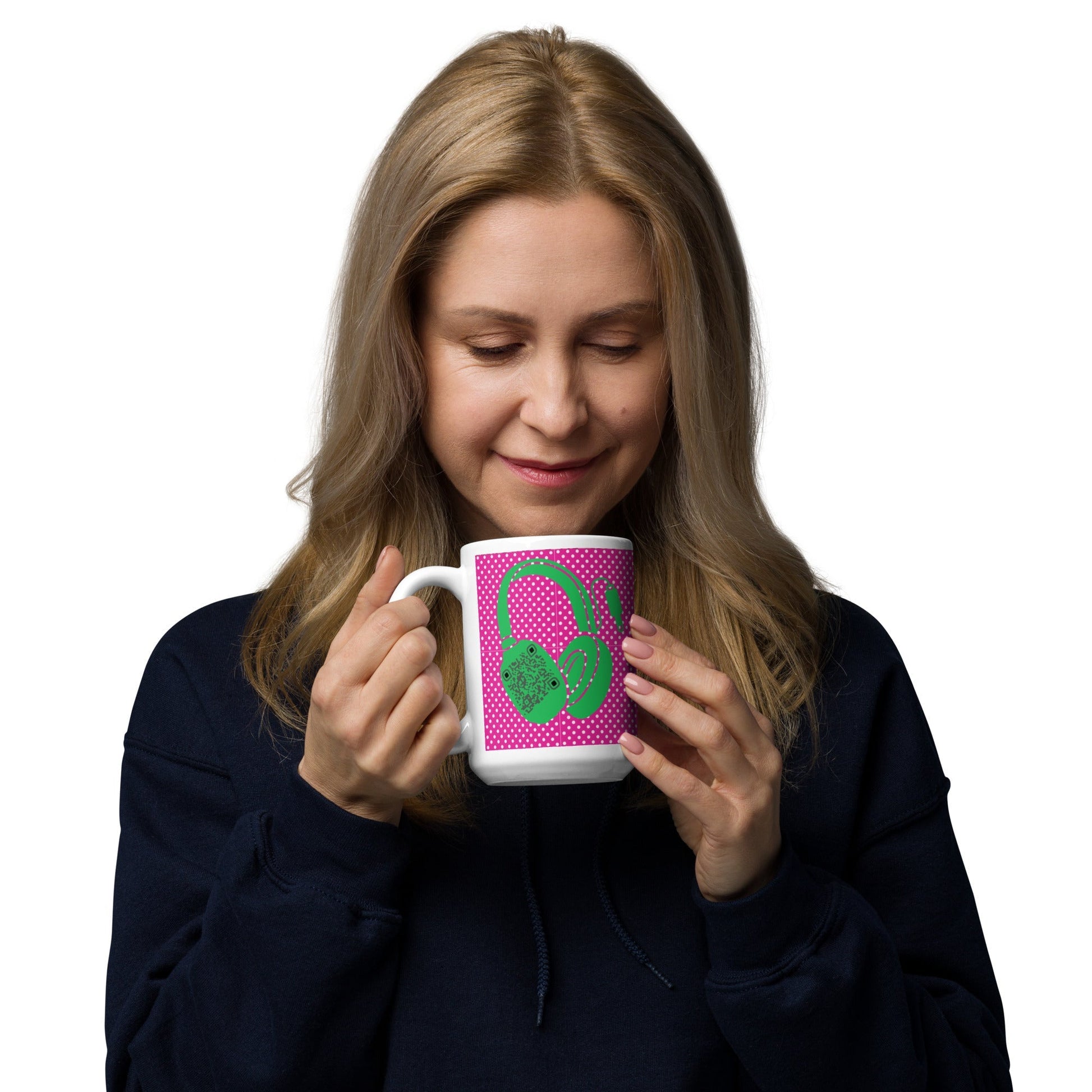Custom QR Code Mug Polka Dot Design β Share Your Music
