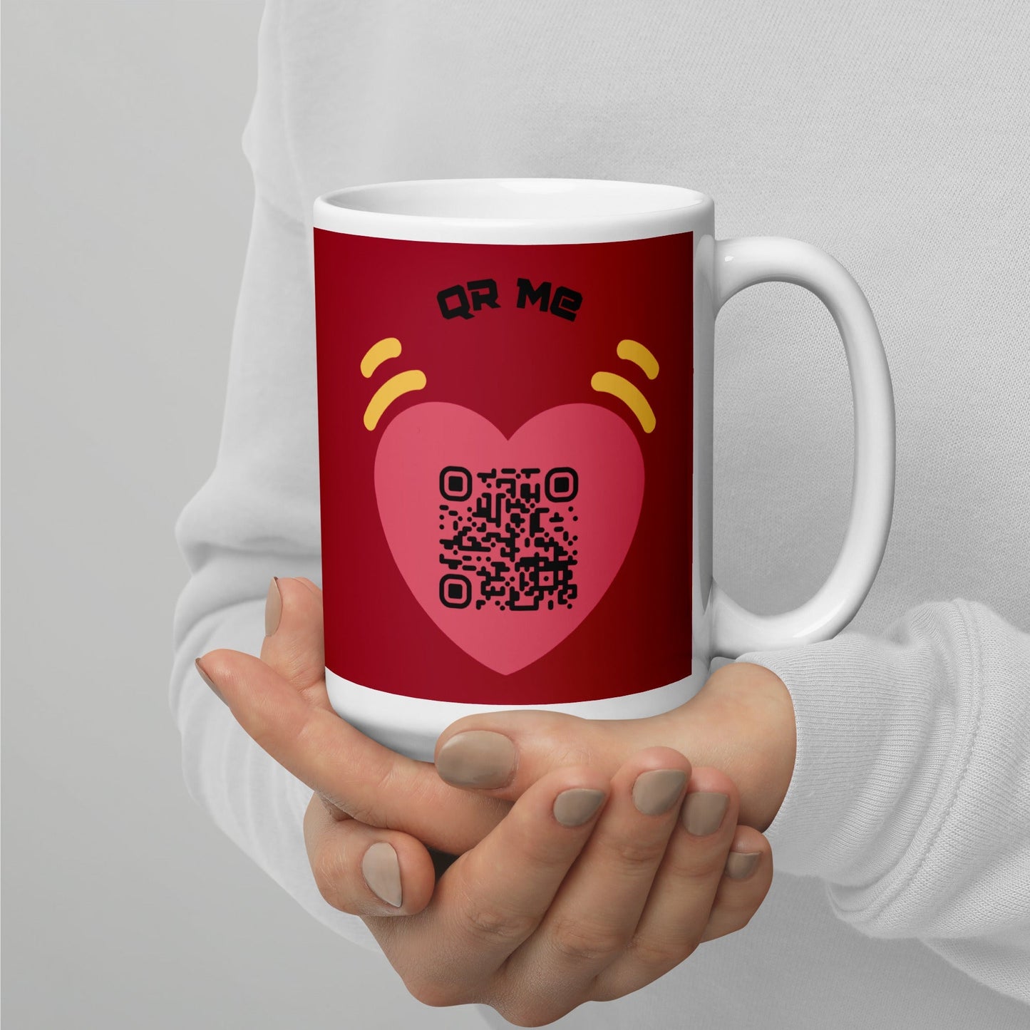 Pink Heart Emoji Personalized QR Code mug