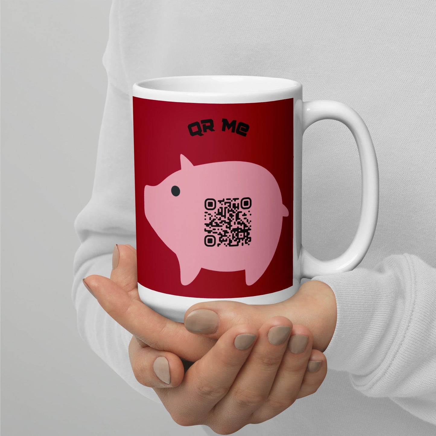 Cute Pig Emoji Personalized QR Code mug
