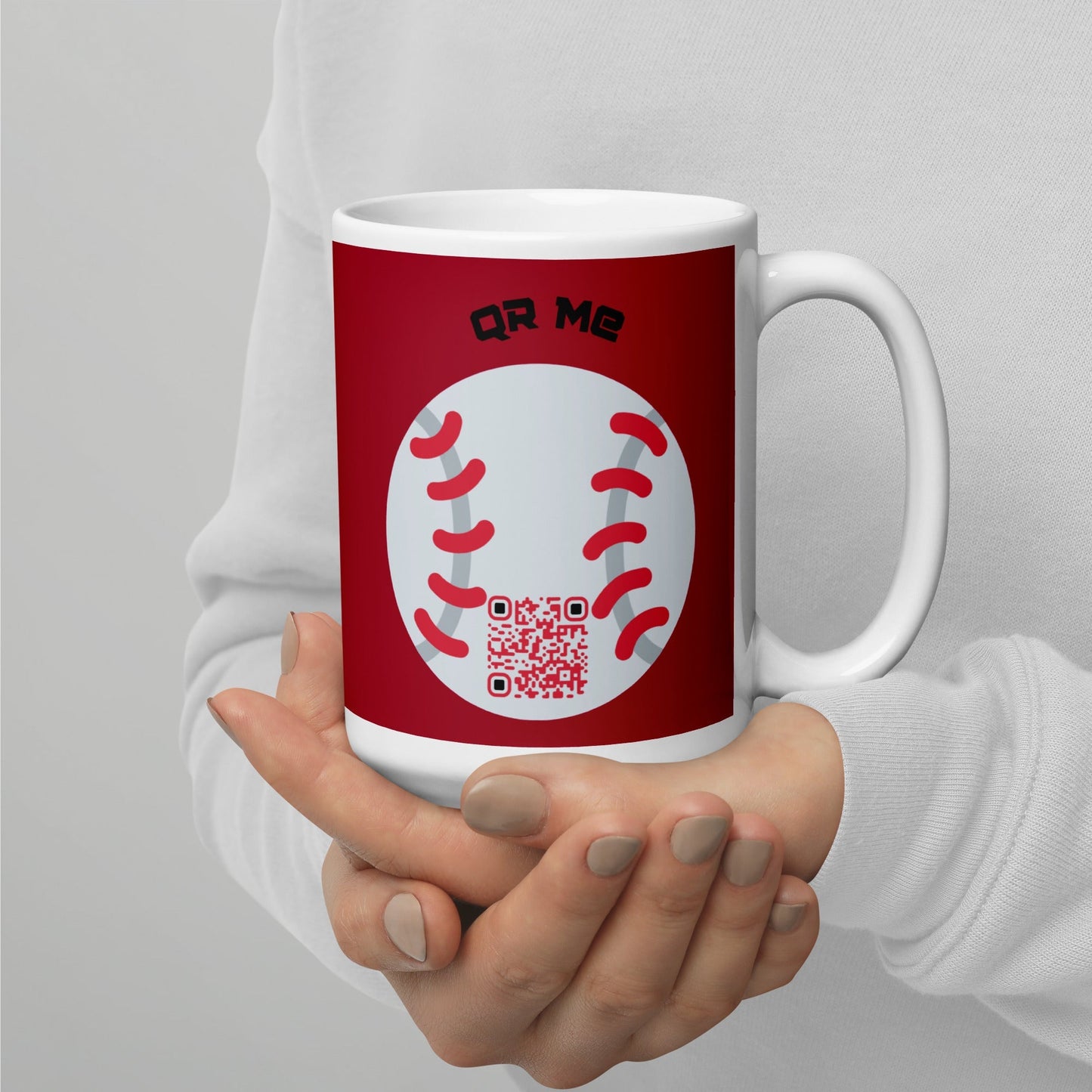 Baseball Emoji Personalized QR Code mug