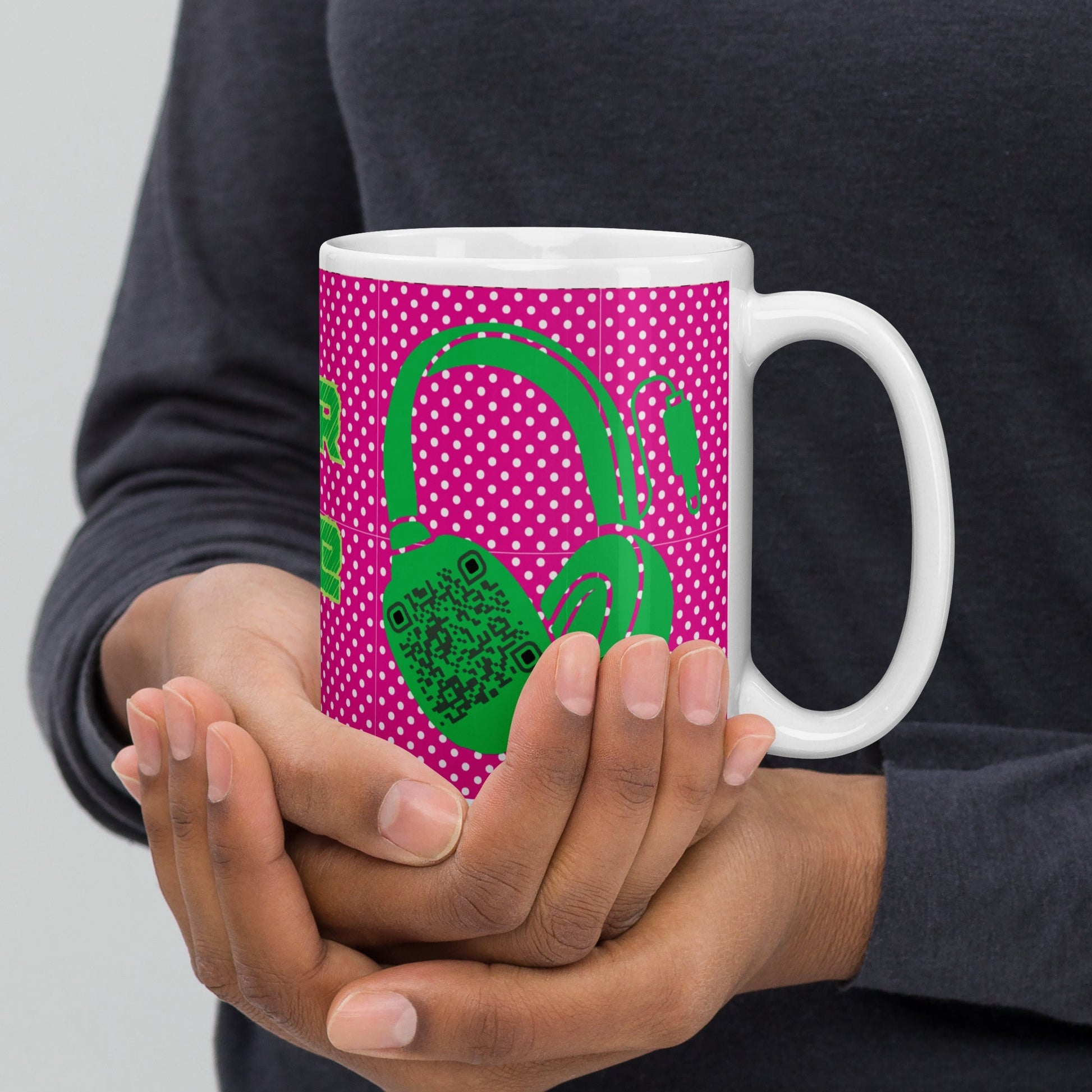 Custom QR Code Mug Polka Dot Design β Share Your Music