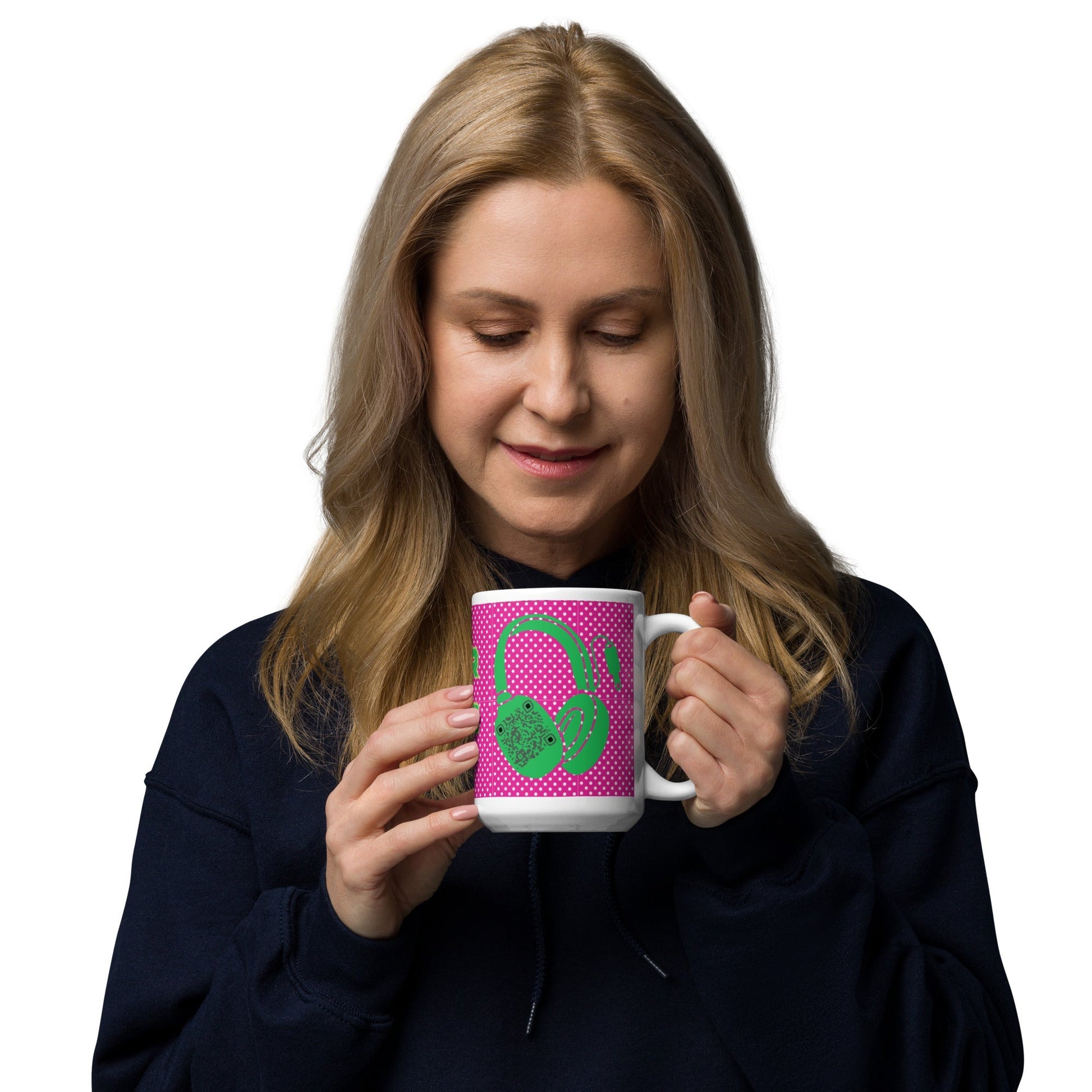 Custom QR Code Mug Polka Dot Design β Share Your Music