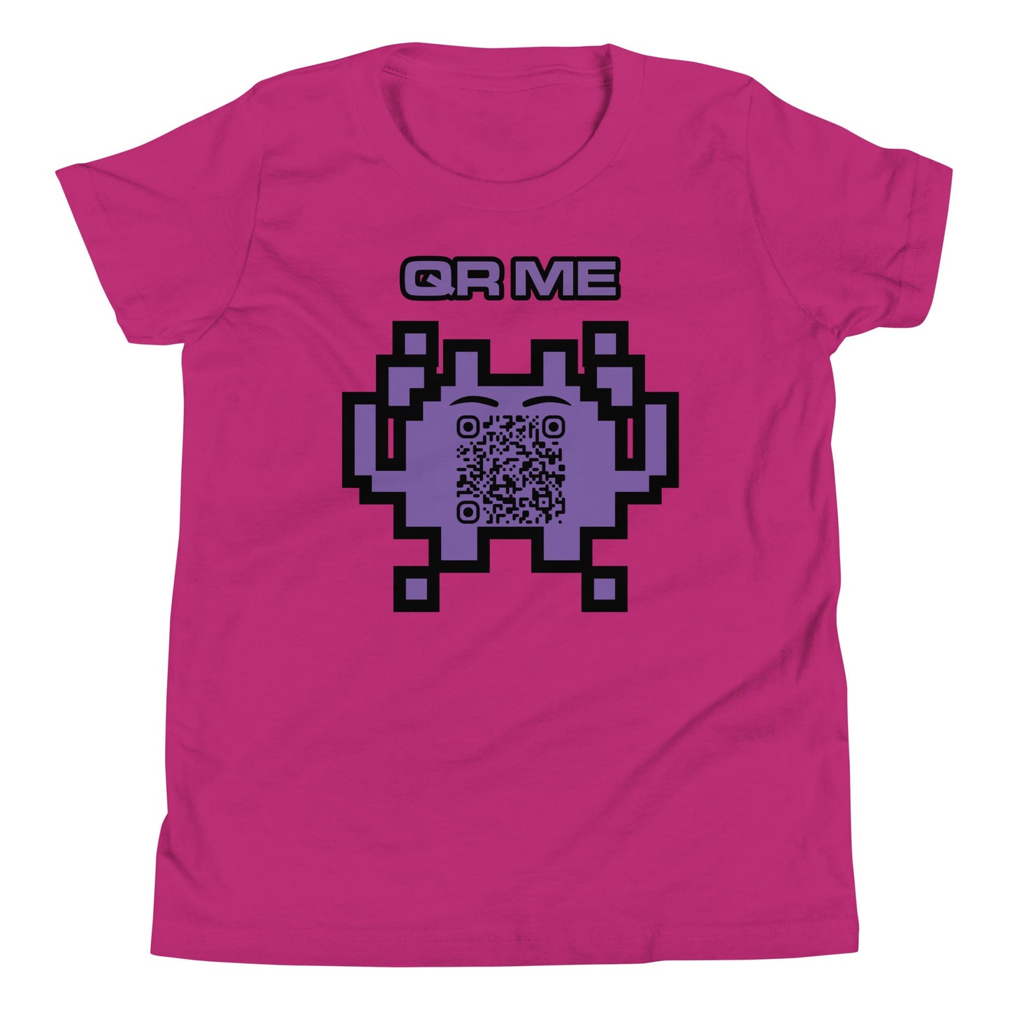Fun Alien Emoji QR Code Youth Short Sleeve T-Shirt