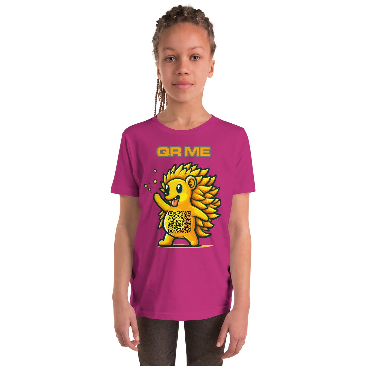 Fun Hedgehog Emoji QR Code Youth T-Shirt