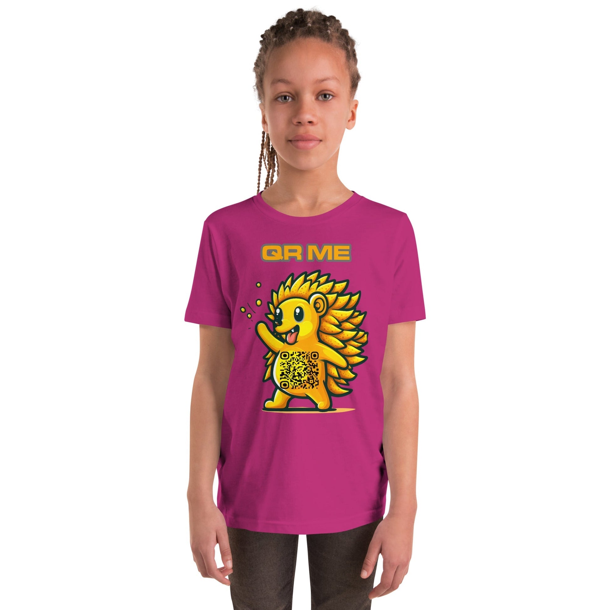 Fun Hedgehog Emoji QR Code Youth T-Shirt