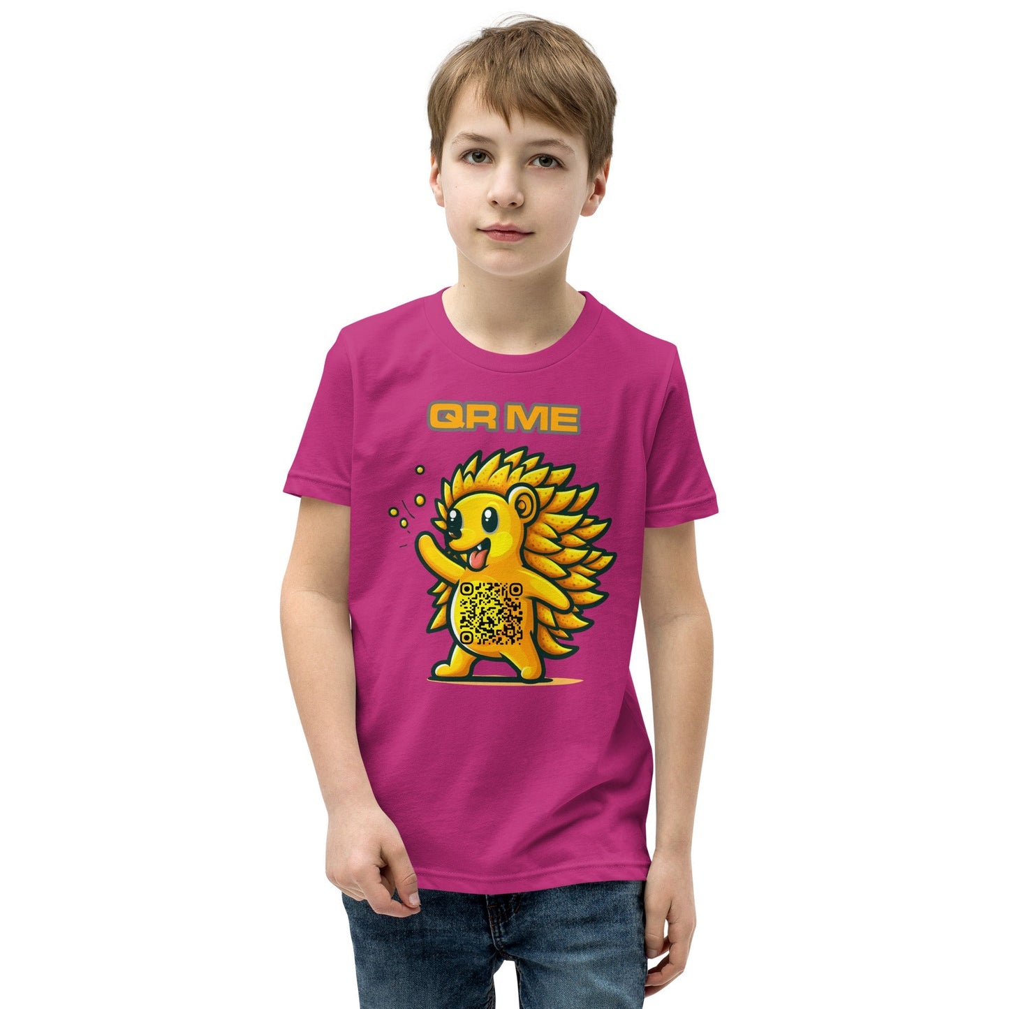 Fun Hedgehog Emoji QR Code Youth T-Shirt