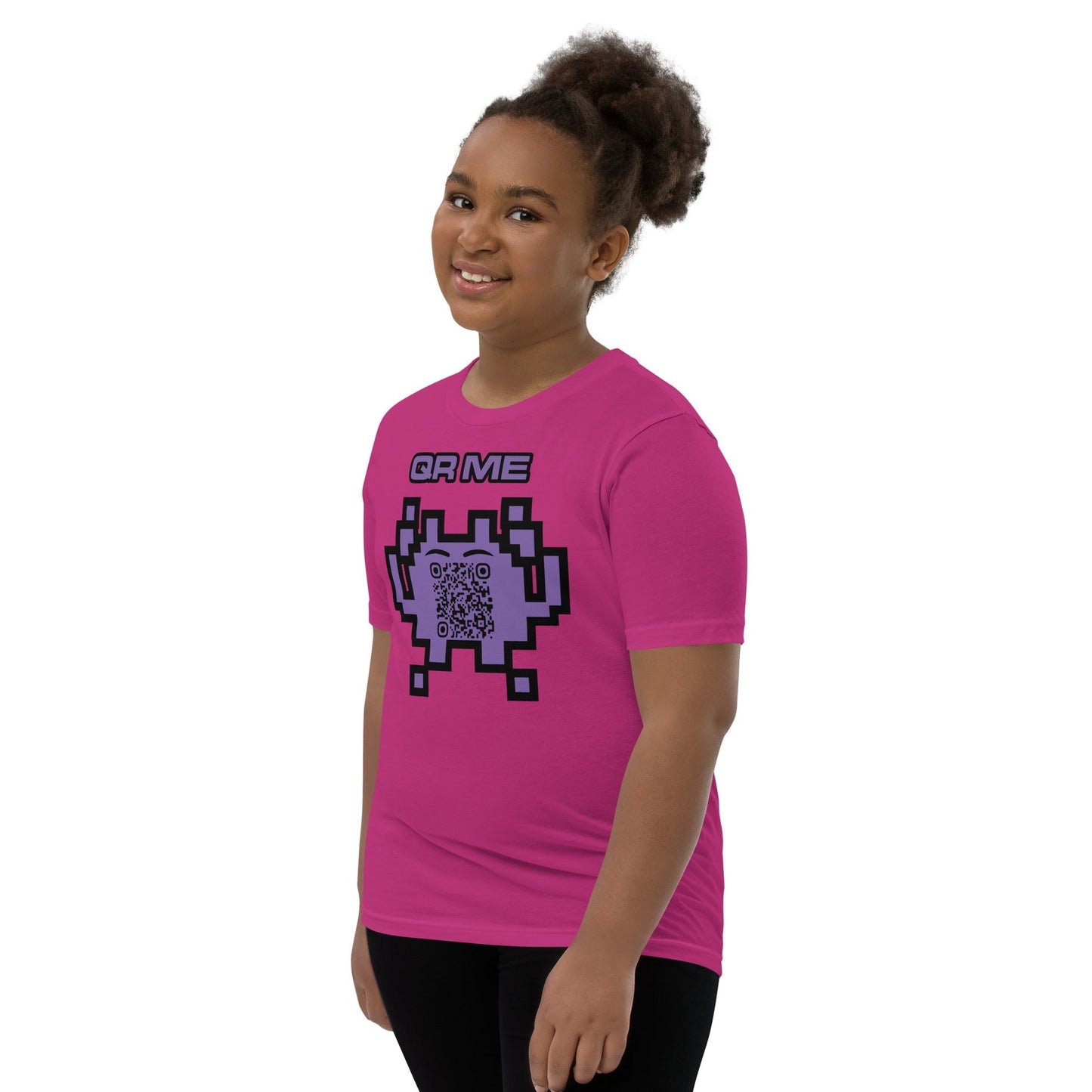 Fun Alien Emoji QR Code Youth Short Sleeve T-Shirt