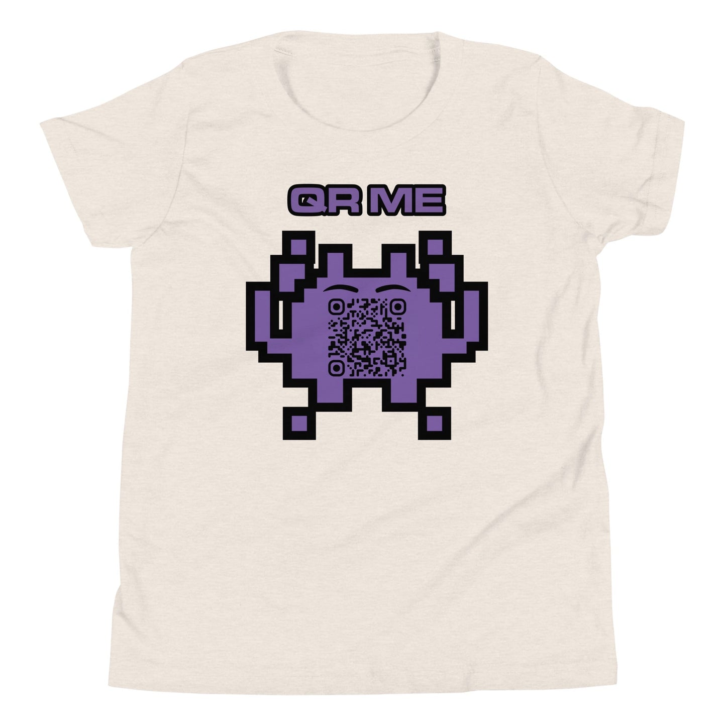 Fun Alien Emoji QR Code Youth Short Sleeve T-Shirt