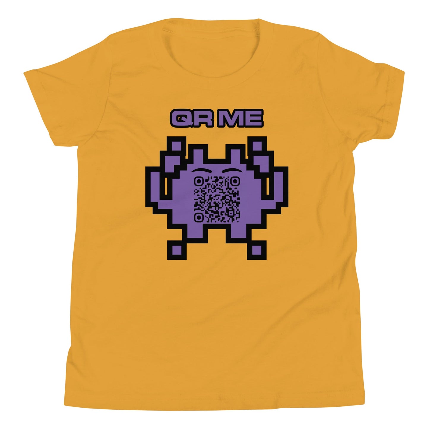 Fun Alien Emoji QR Code Youth Short Sleeve T-Shirt