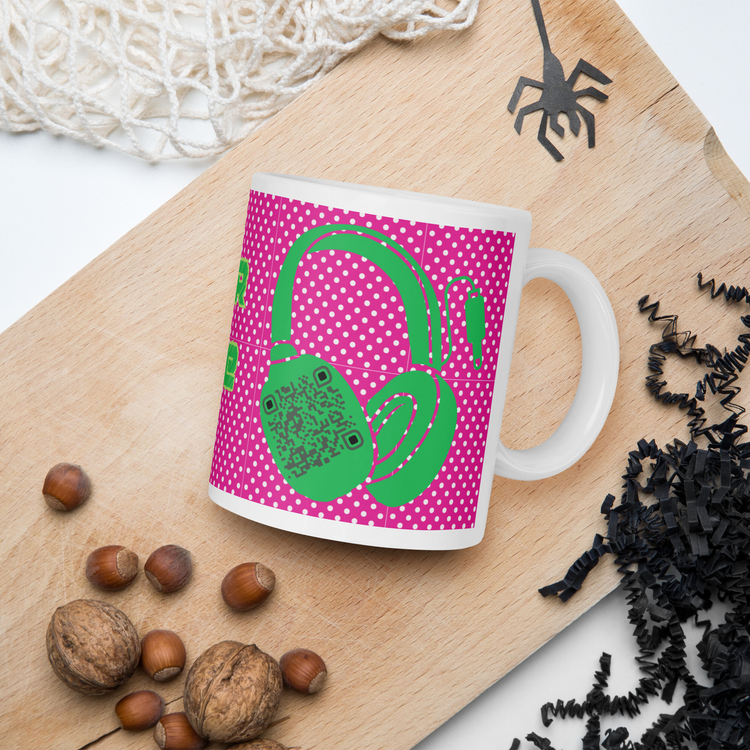 Polka Dot Headphone QR Code Mug