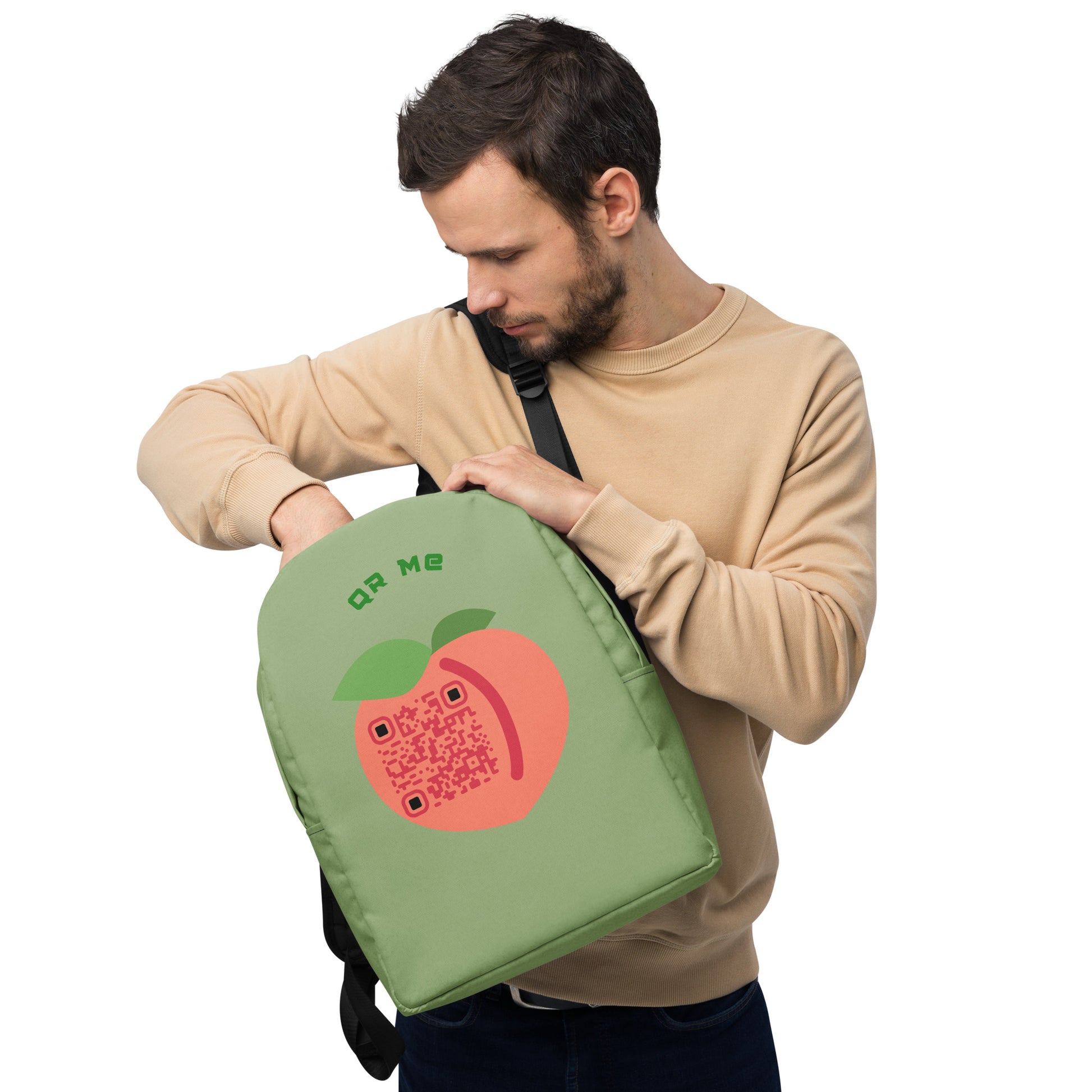 Peach Emoji Personalized QR Code Backpack