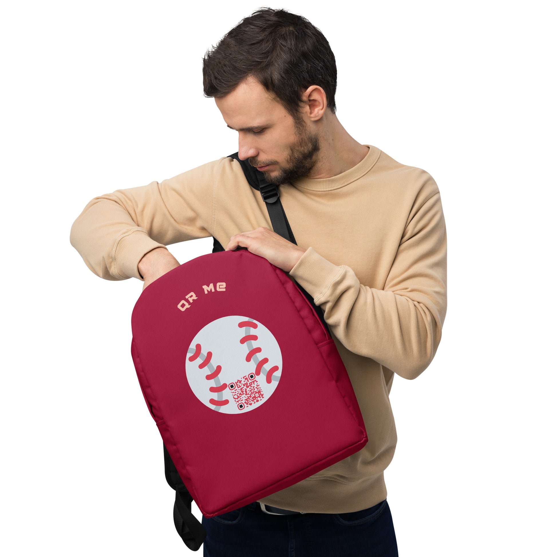 Baseball Emoji Custom QR Code Backpack