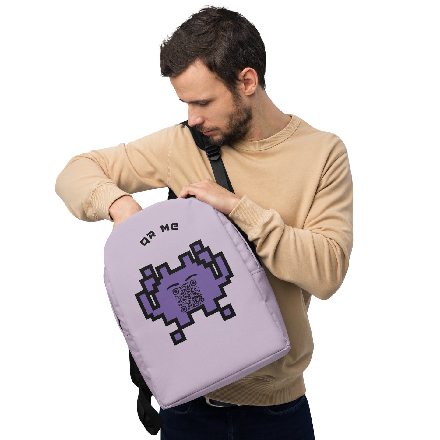 Alien Emoji Personalized QR Code Backpack-QR GEAR STORE