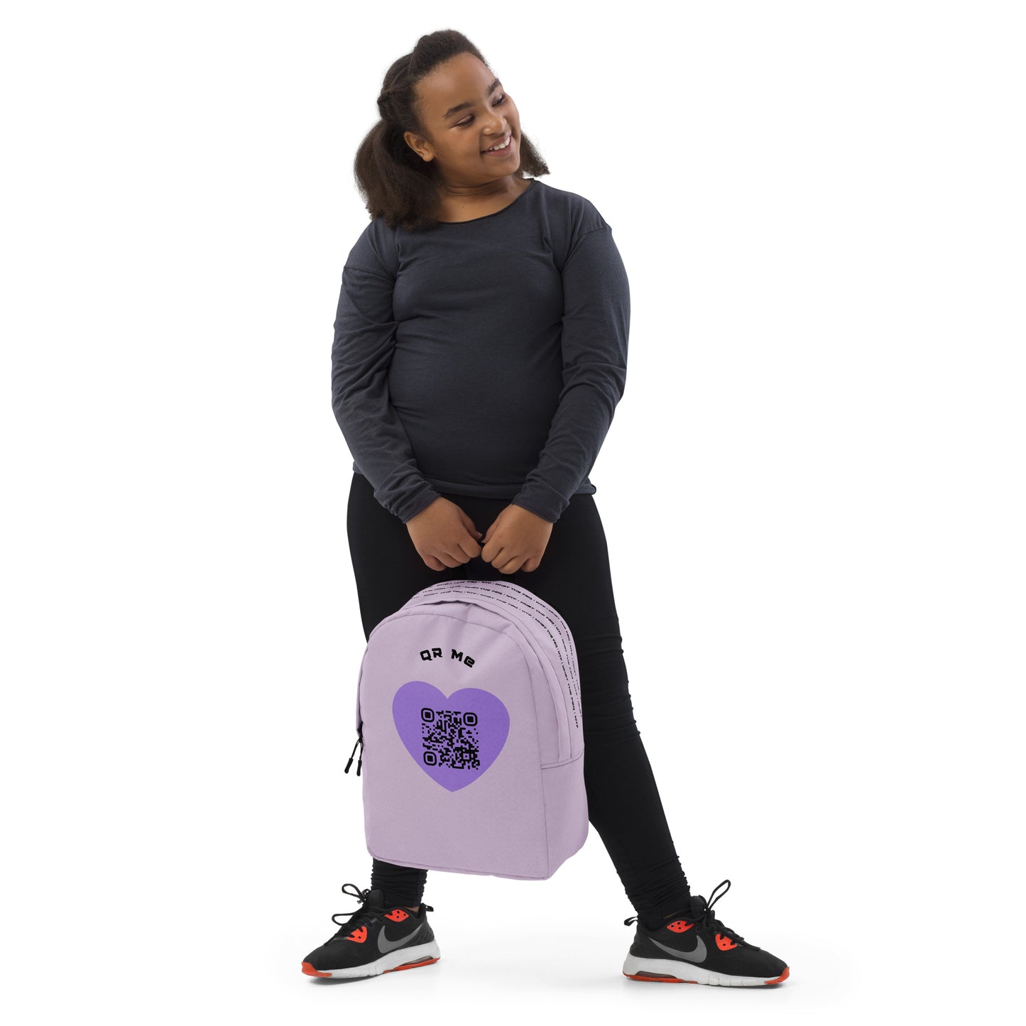 Purple Heart Emoji Personalized QR Code Backpack-QR GEAR STORE