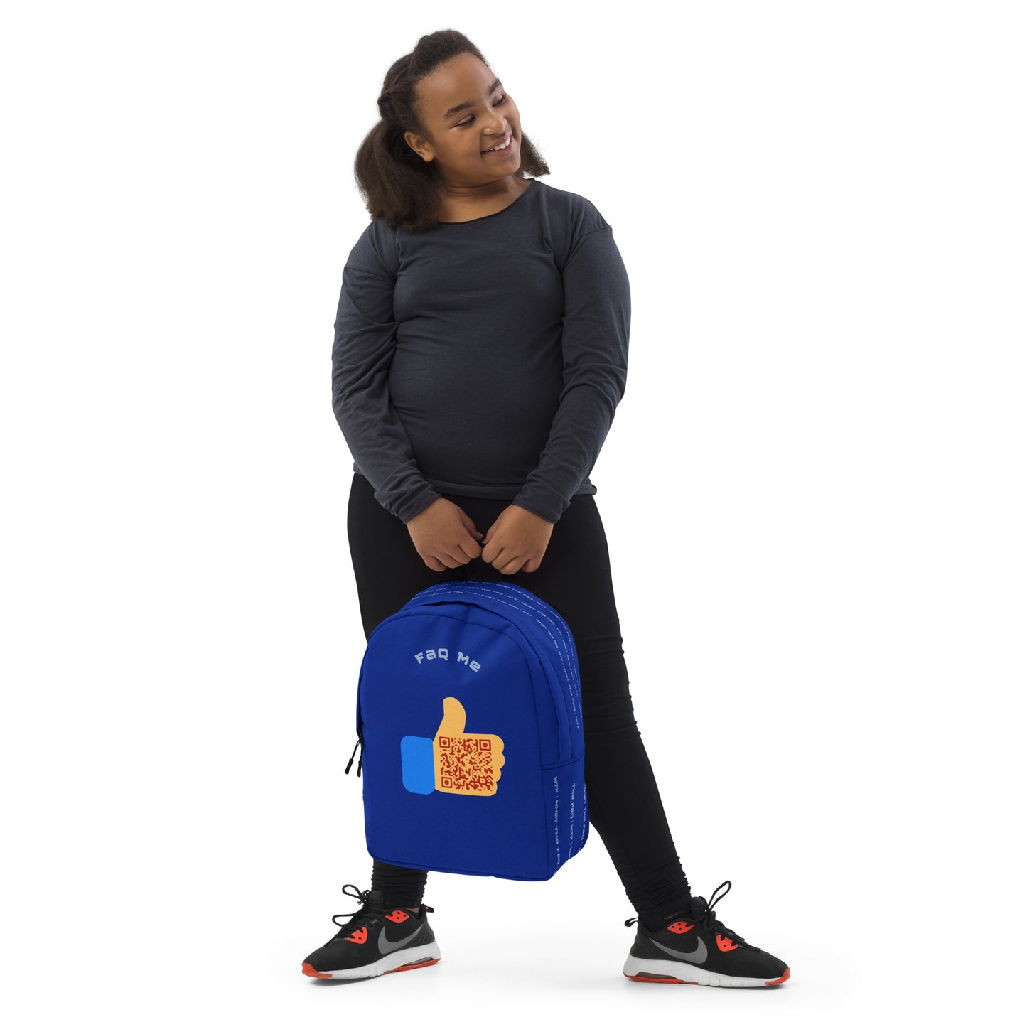 FAQ Me Personalized QR Code Royal Blue Backpack