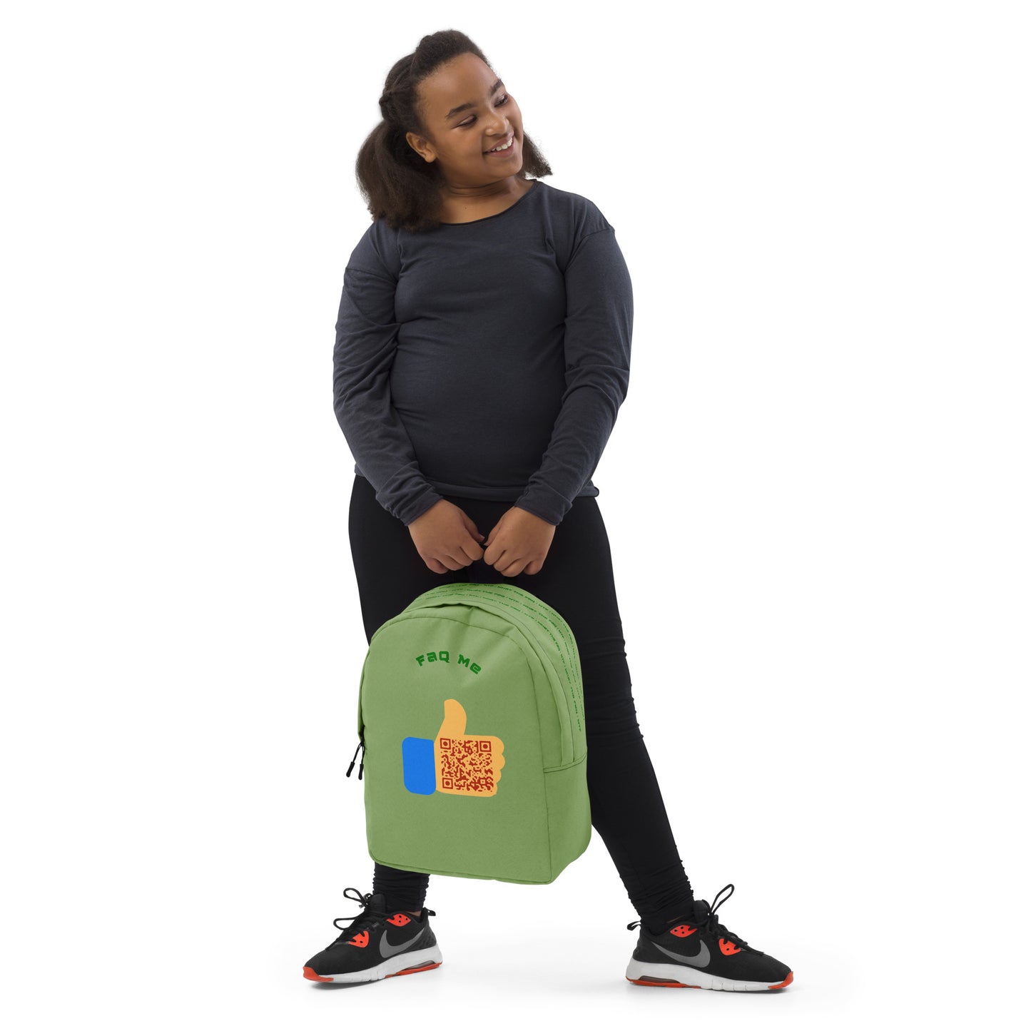 FAQ Me Personalized QR Code Pistachio Backpack-QR GEAR STORE