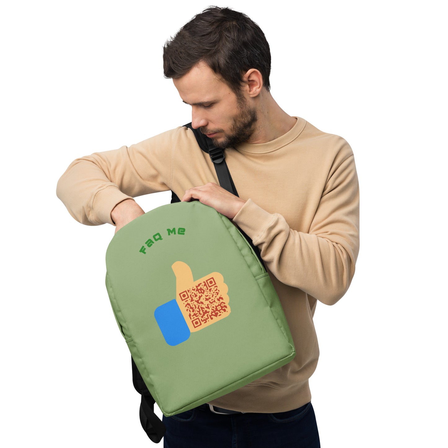 FAQ Me Personalized QR Code Pistachio Backpack