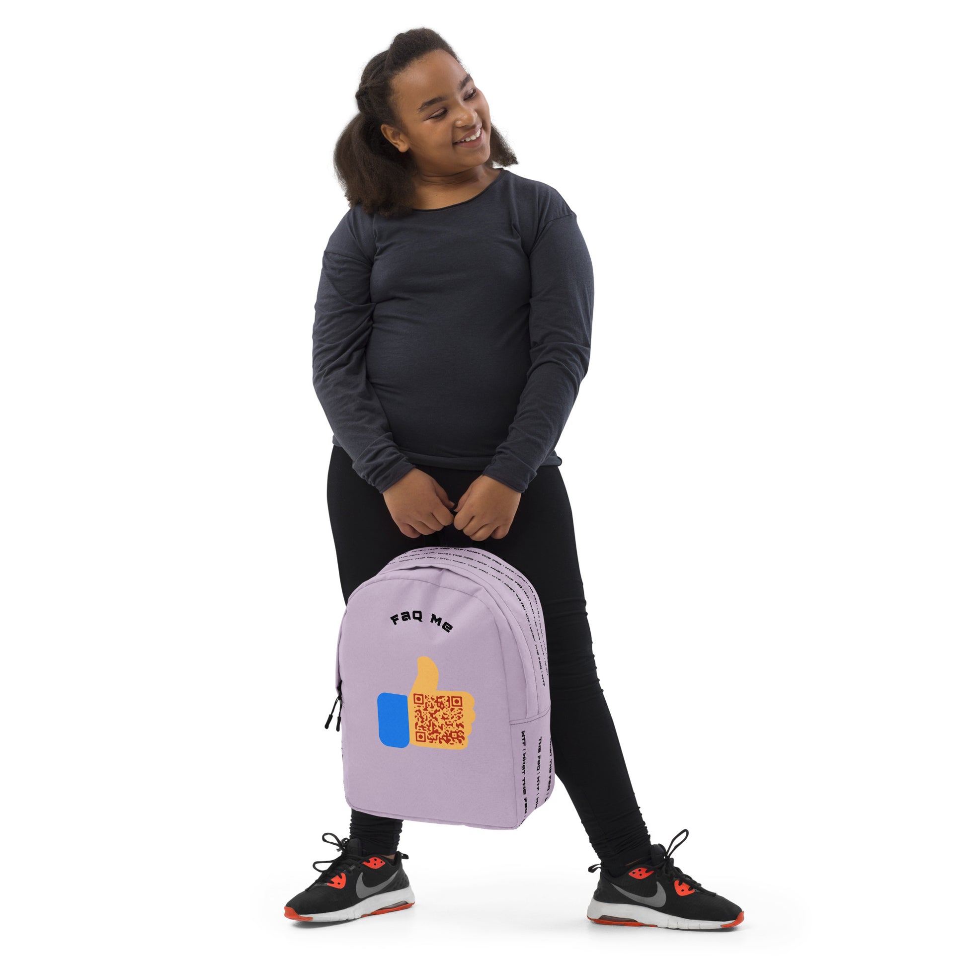 FAQ Me Personalized QR Code Lavender Backpack-QR GEAR STORE