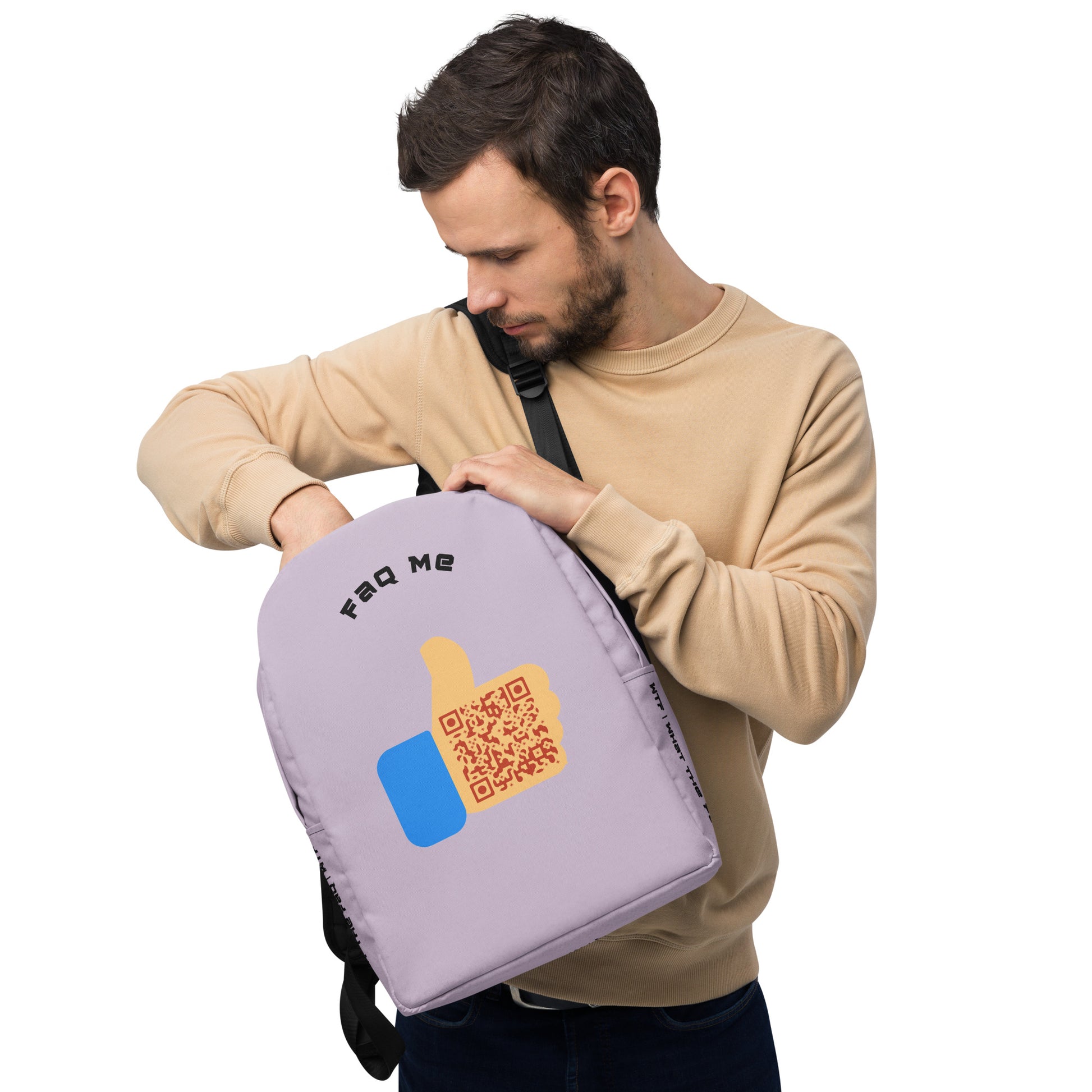 FAQ Me Personalized QR Code Lavender Backpack