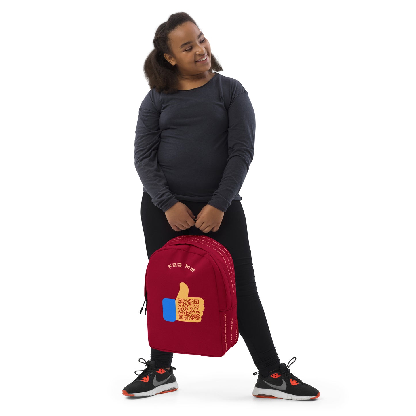 FAQ Me Personalized QR Code Dark Red Backpack-QR GEAR STORE