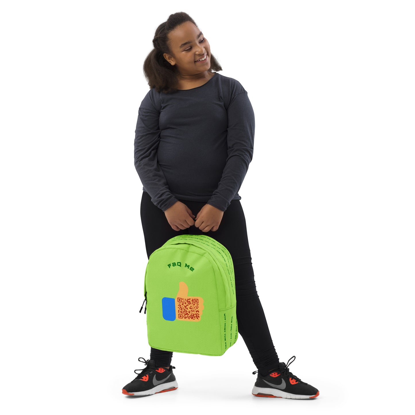 FAQ Me Personalized QR Code Acid Green Backpack