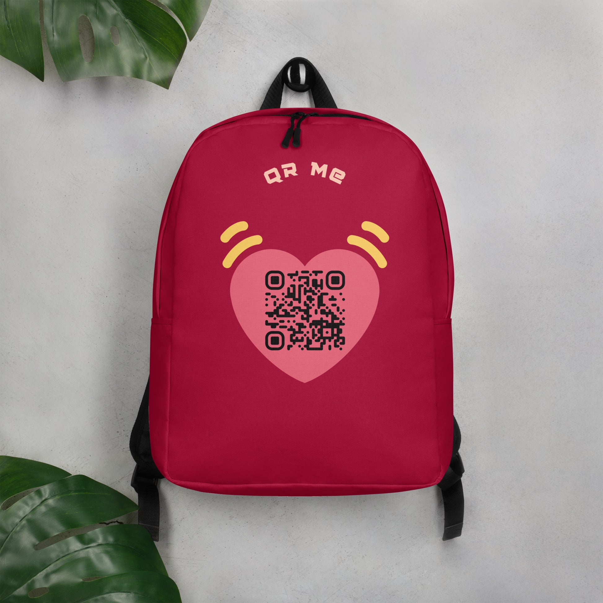 Pink Heart Emoji Personalized QR Code Backpack-QR GEAR STORE