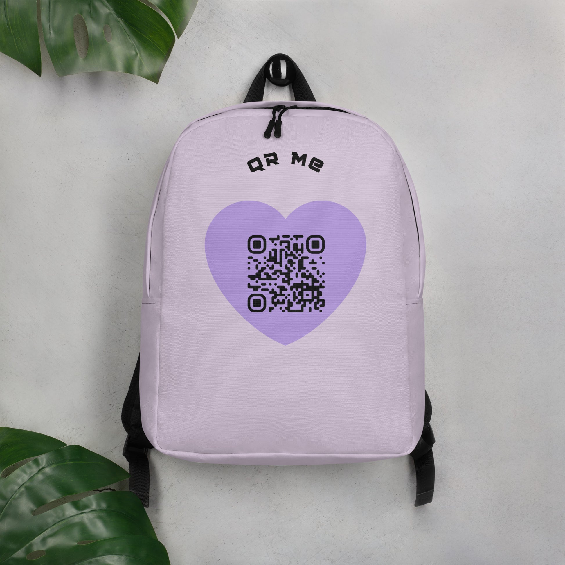 Purple Heart Emoji Personalized QR Code Backpack