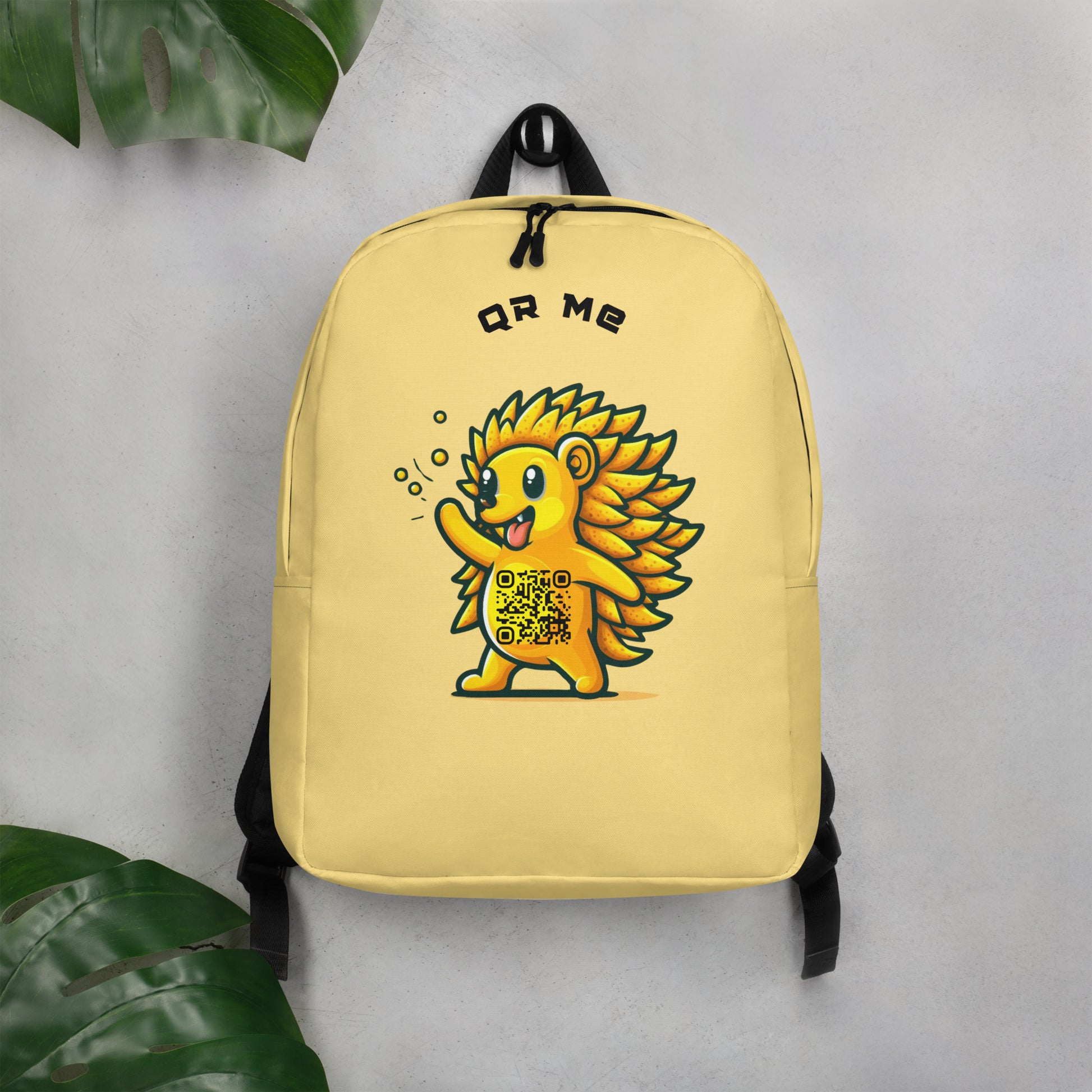 Hedgehog Emoji Personalized QR Code Backpack