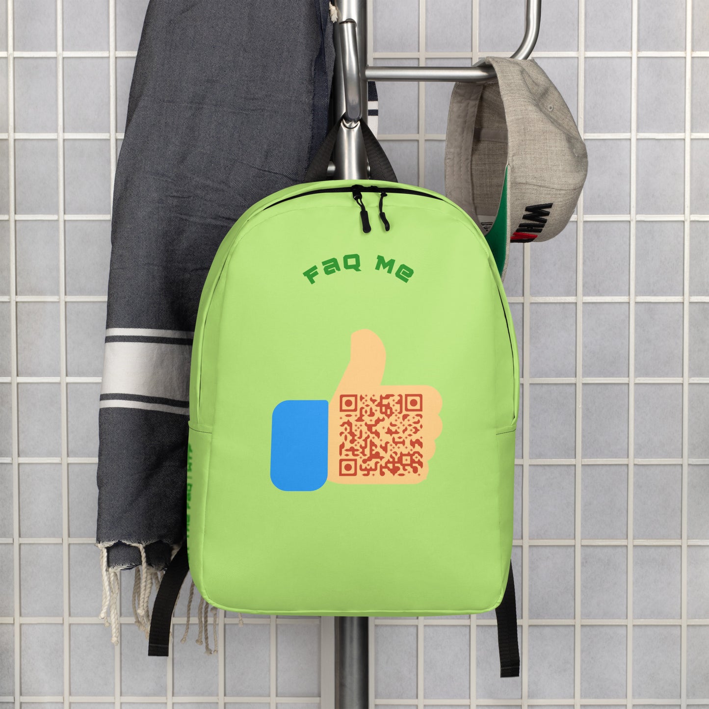 FAQ Me Personalized QR Code Acid Green Backpack-QR GEAR STORE