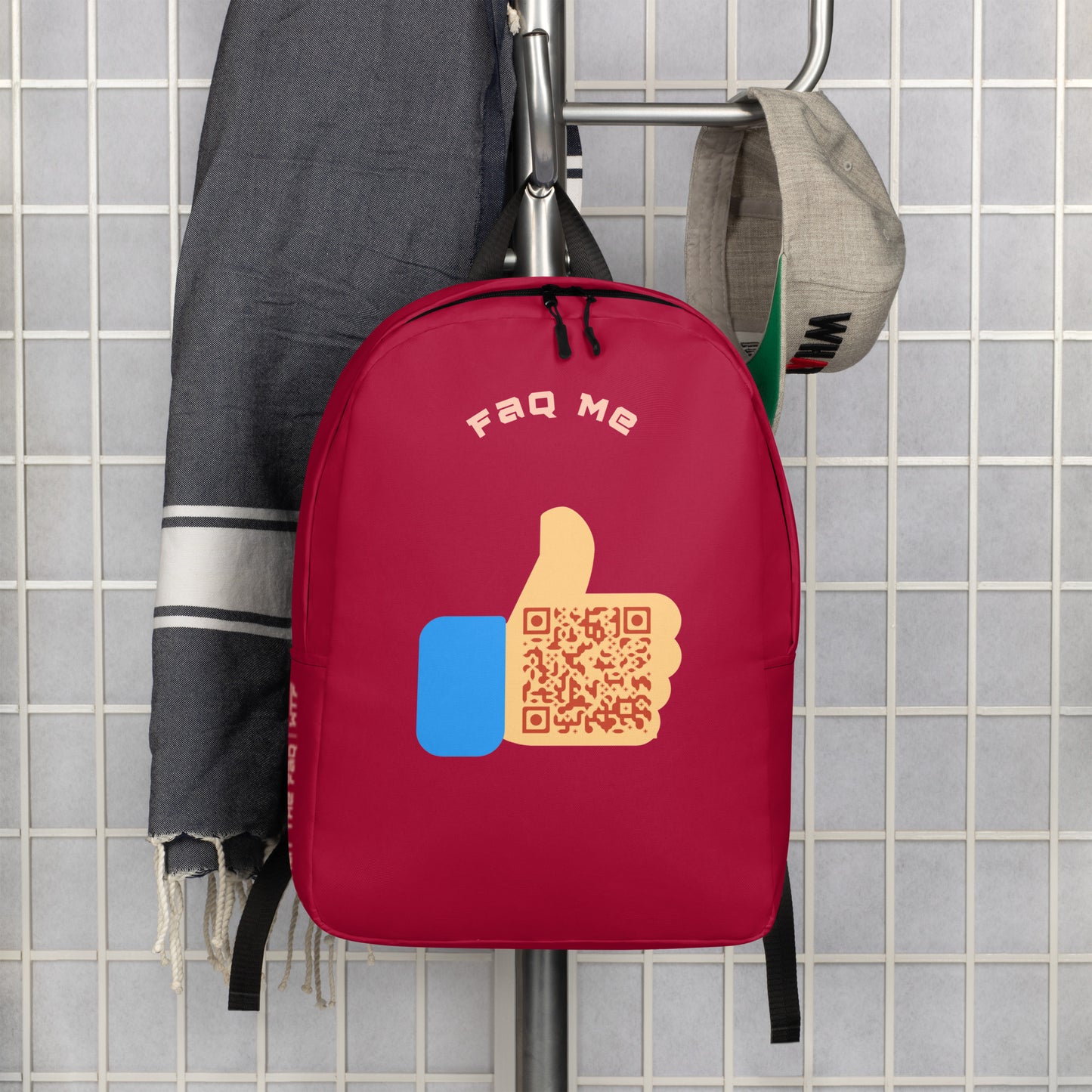 FAQ Me Personalized QR Code Dark Red Backpack