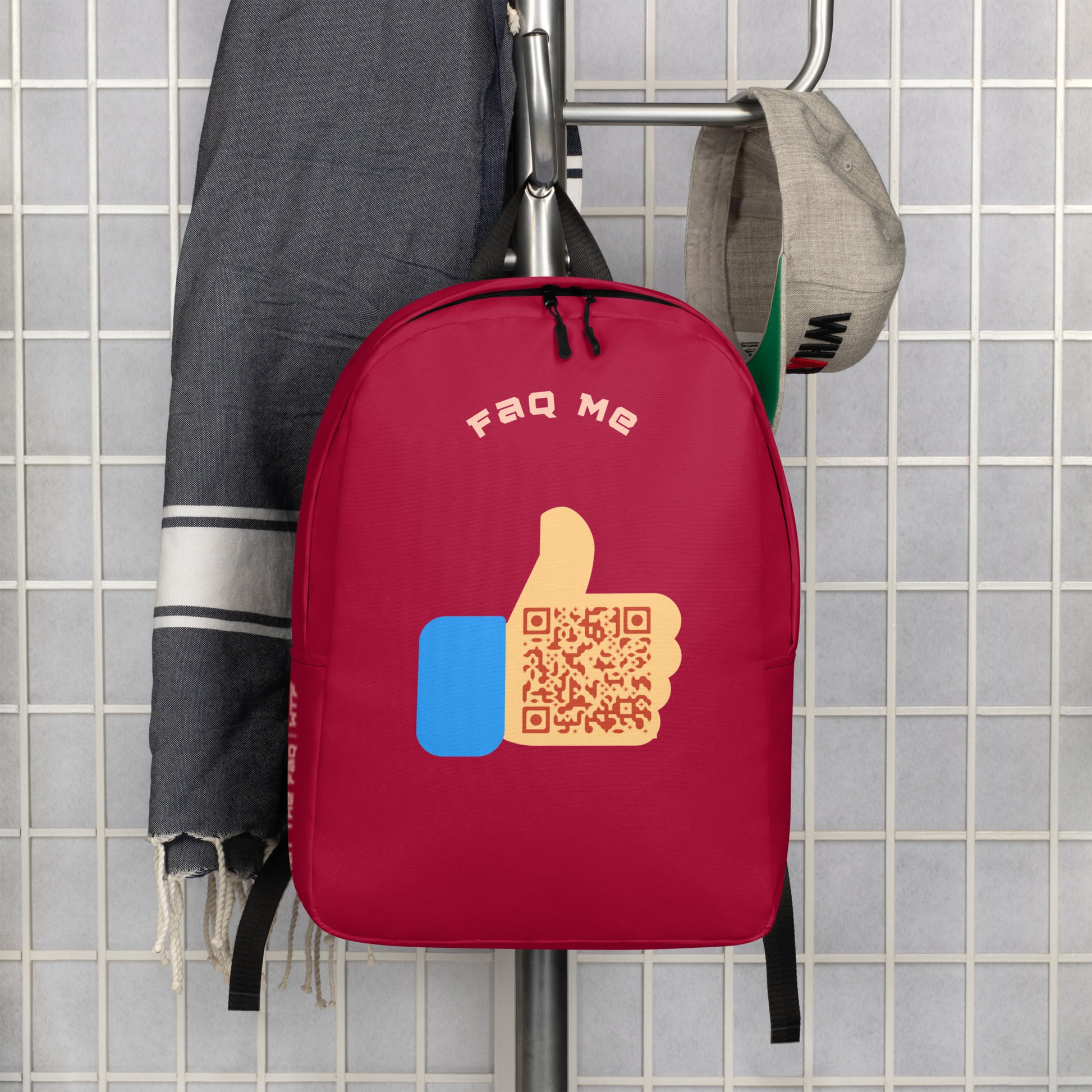 FAQ Me Personalized QR Code Dark Red Backpack-QR GEAR STORE