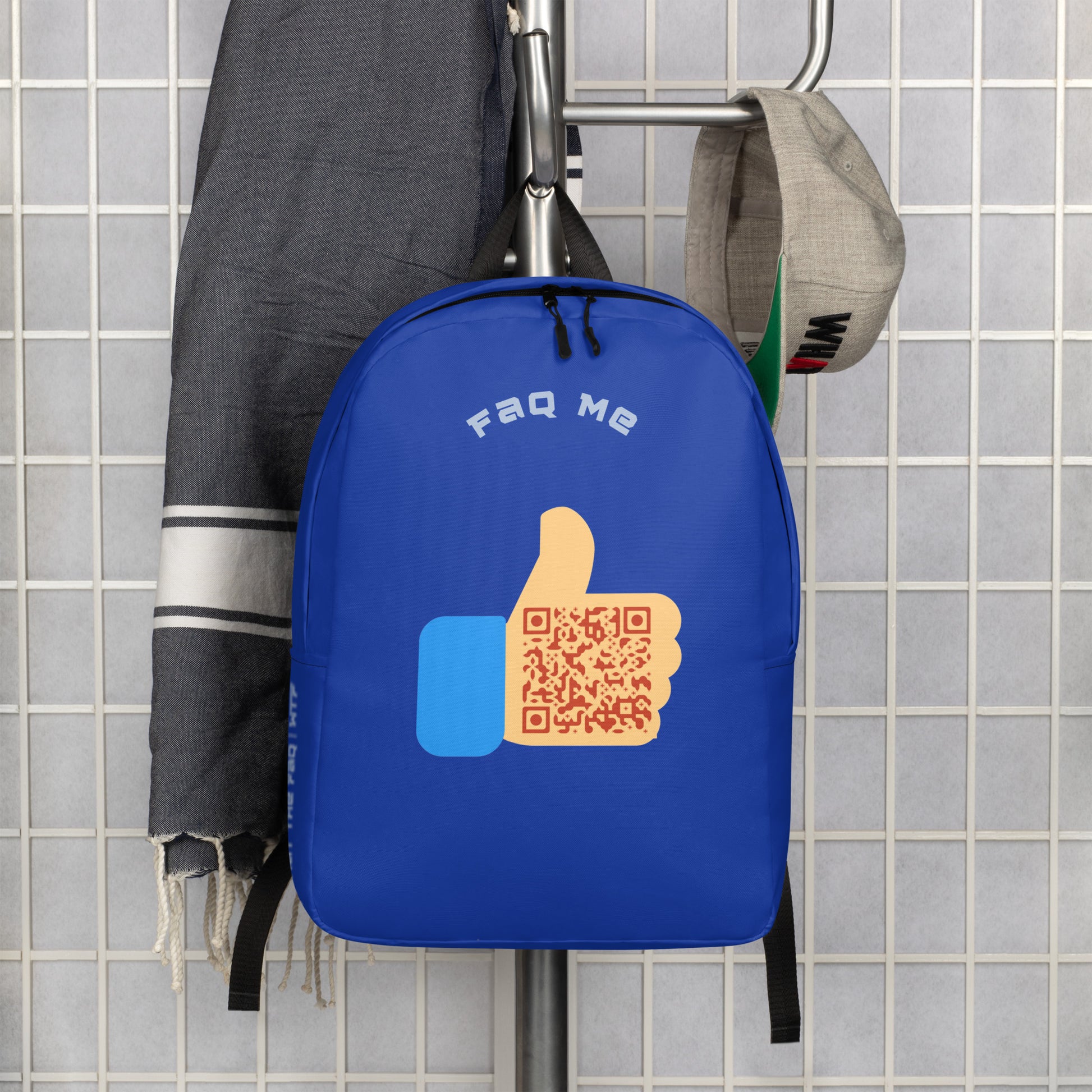 FAQ Me Personalized QR Code Royal Blue Backpack