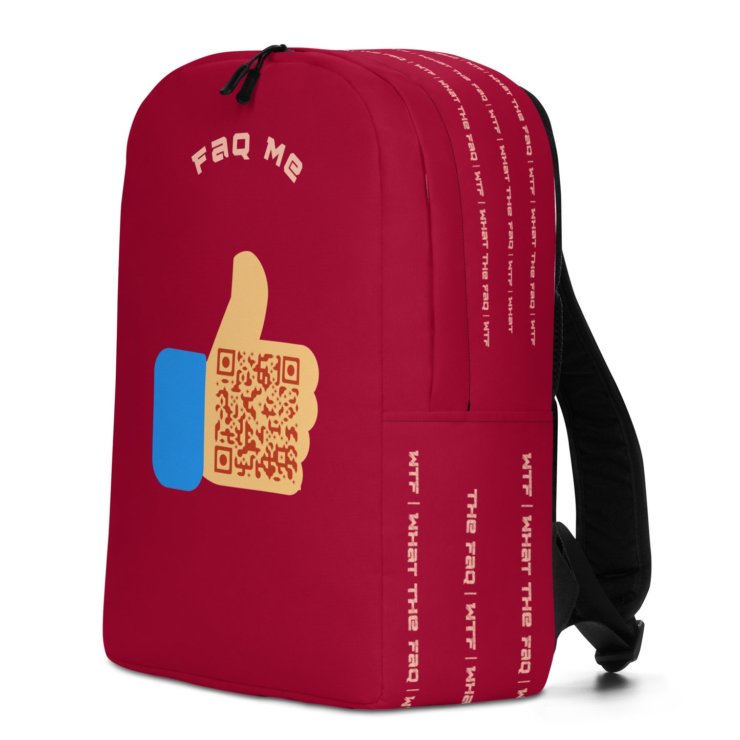 FAQ Me Personalized QR Code Dark Red Backpack-QR GEAR STORE