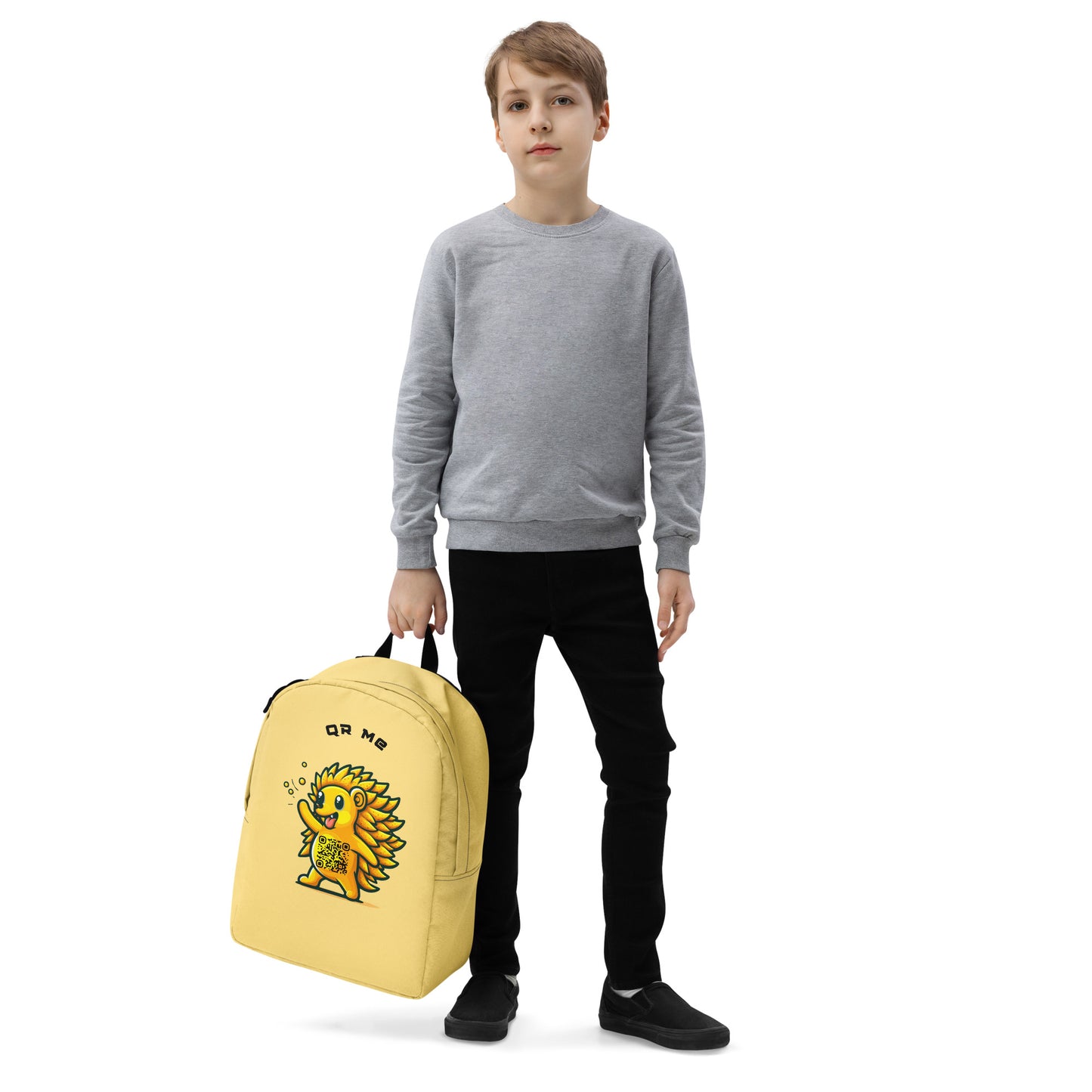 Hedgehog Emoji Personalized QR Code Backpack