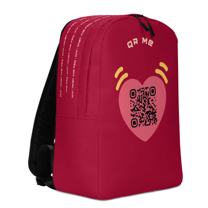 Pink Heart Emoji Personalized QR Code Backpack-QR GEAR STORE